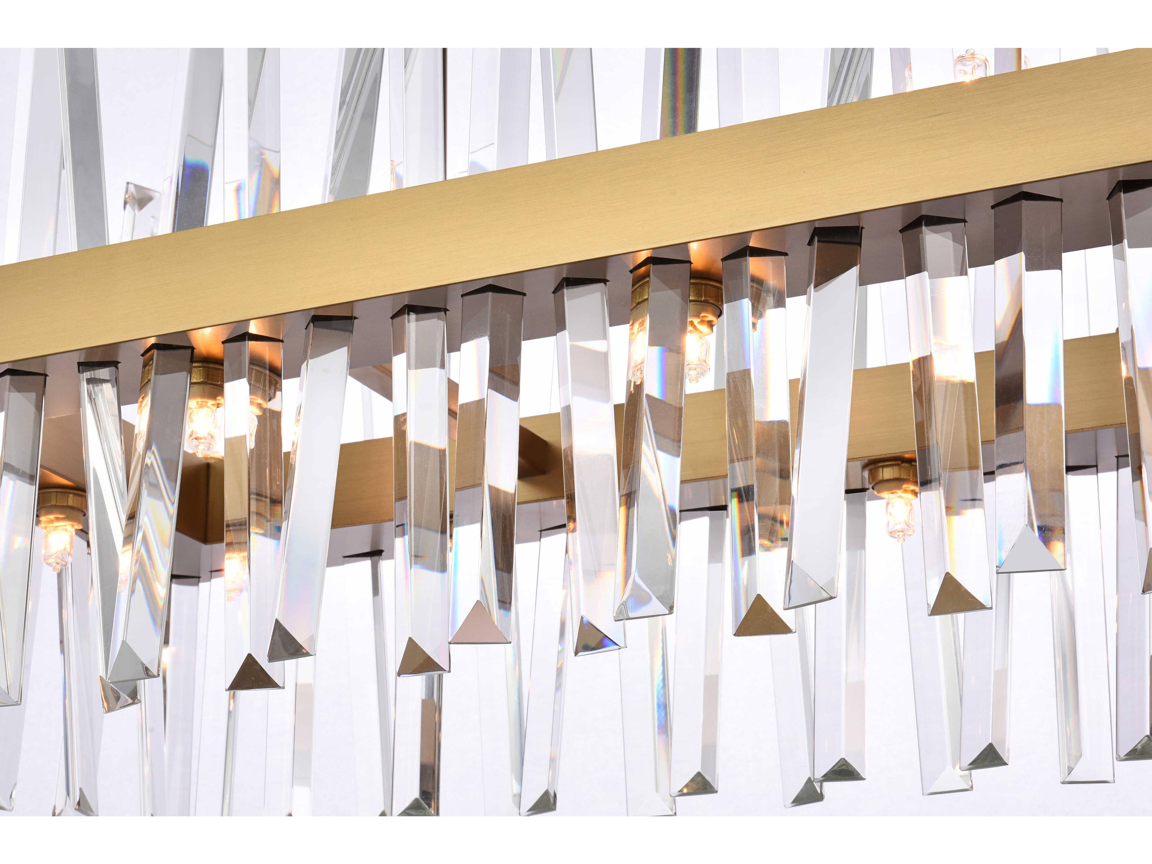 Elegant Lighting Serephina 16-Light6-Light Satin Gold Crystal Linear Island Pendant