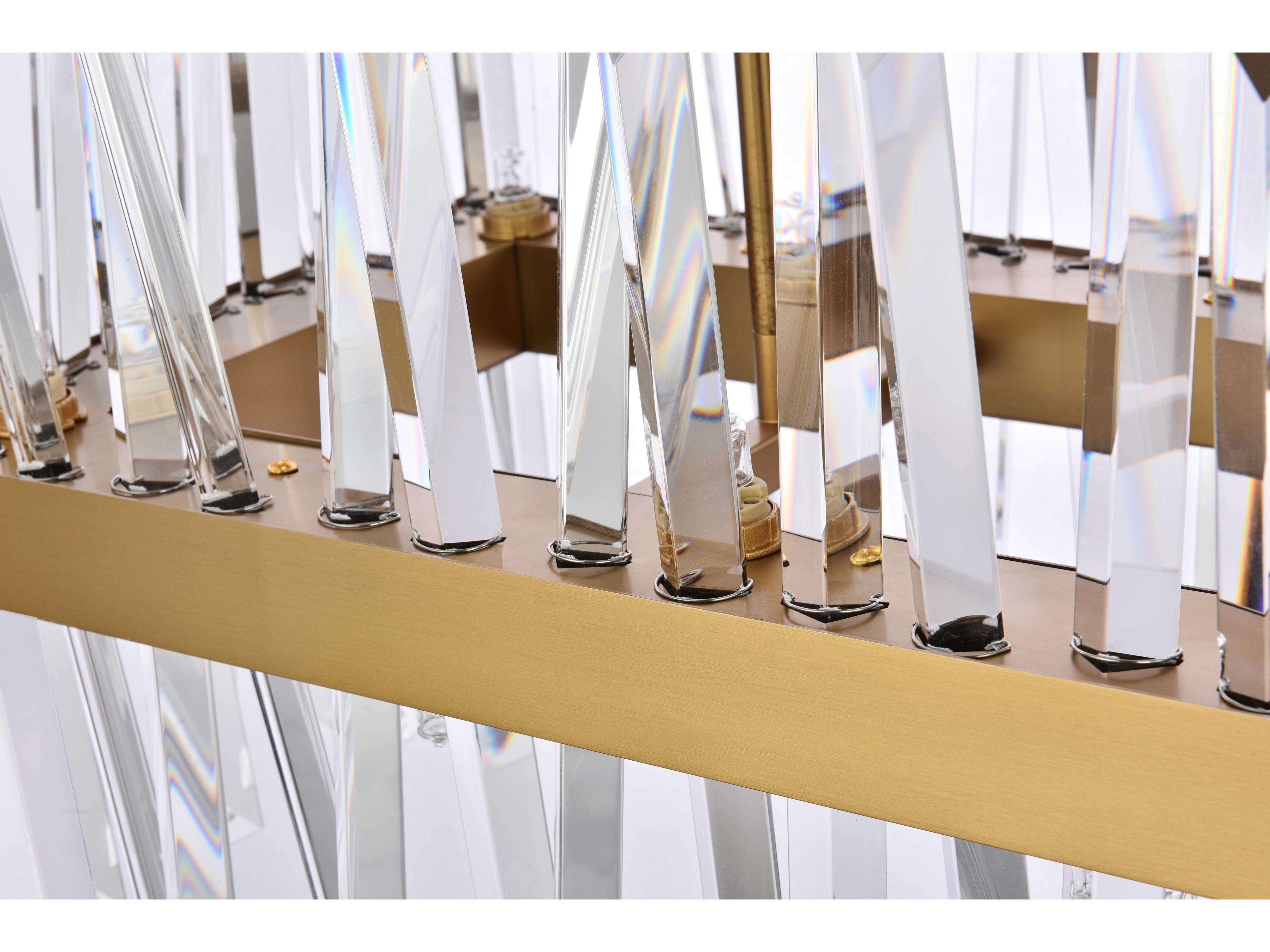 Elegant Lighting Serephina 16-Light6-Light Satin Gold Crystal Linear Island Pendant