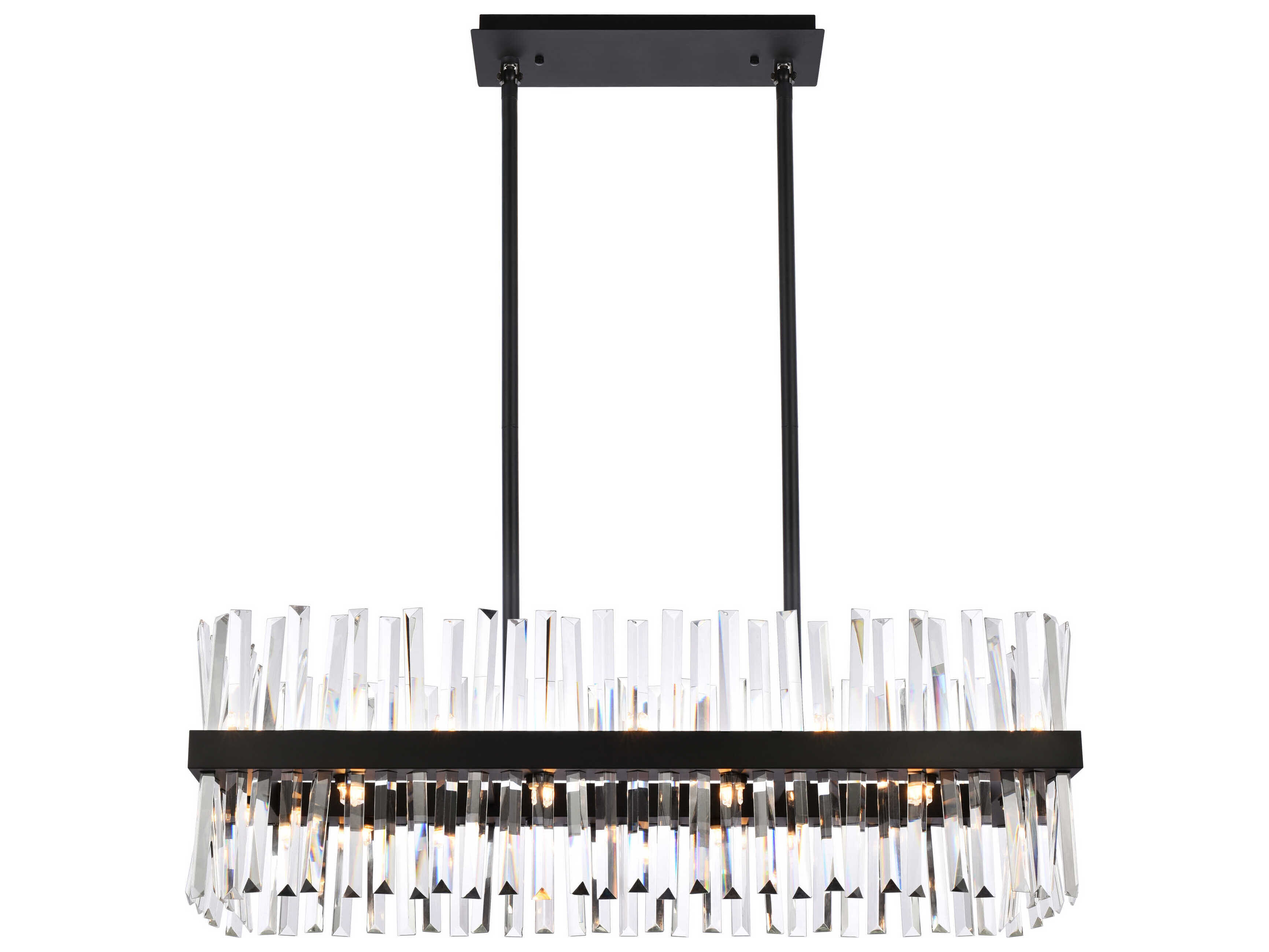 Elegant Lighting Serephina 20-Light Black Crystal Linear Island Pendant