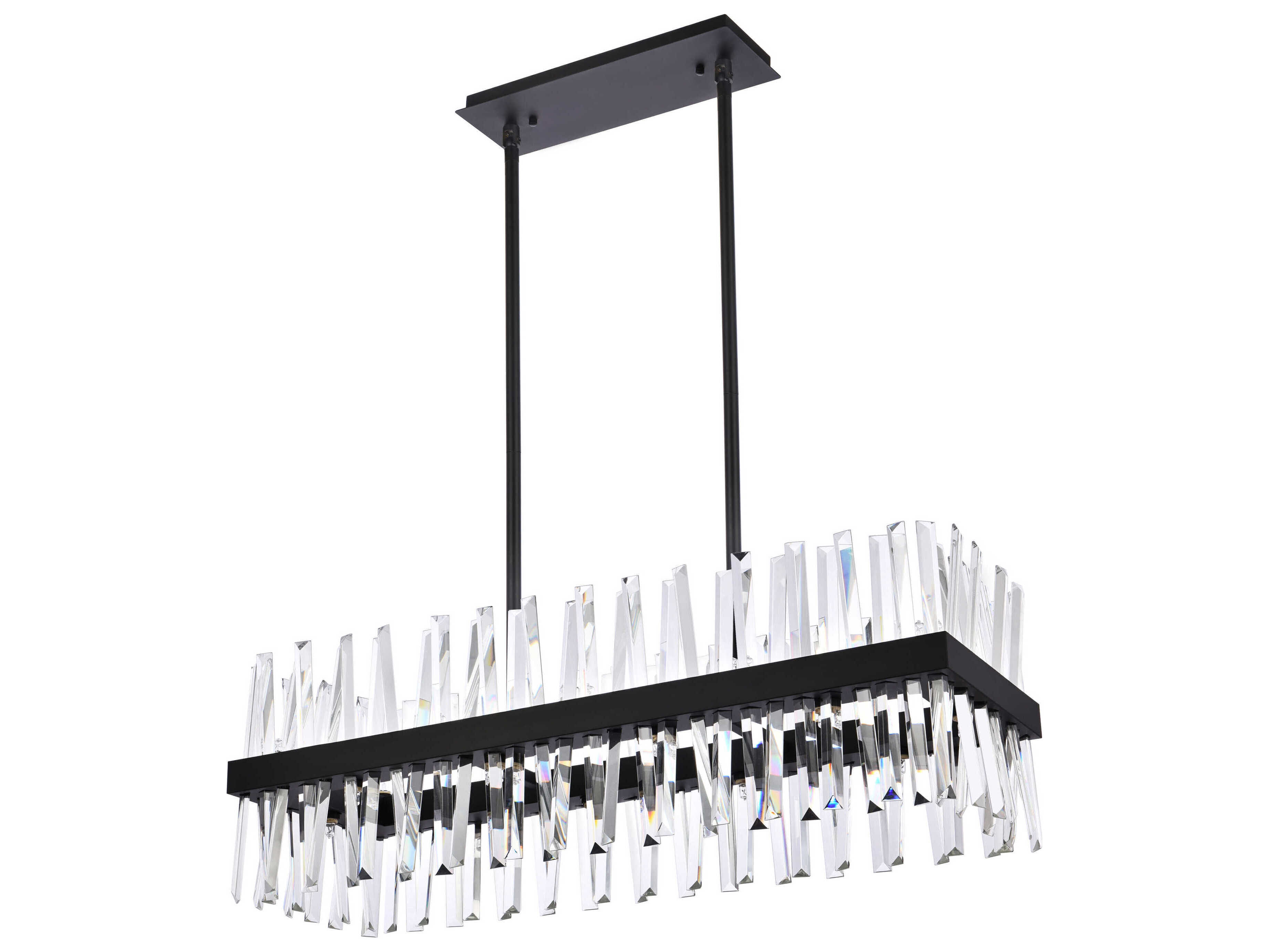 Elegant Lighting Serephina 20-Light Black Crystal Linear Island Pendant