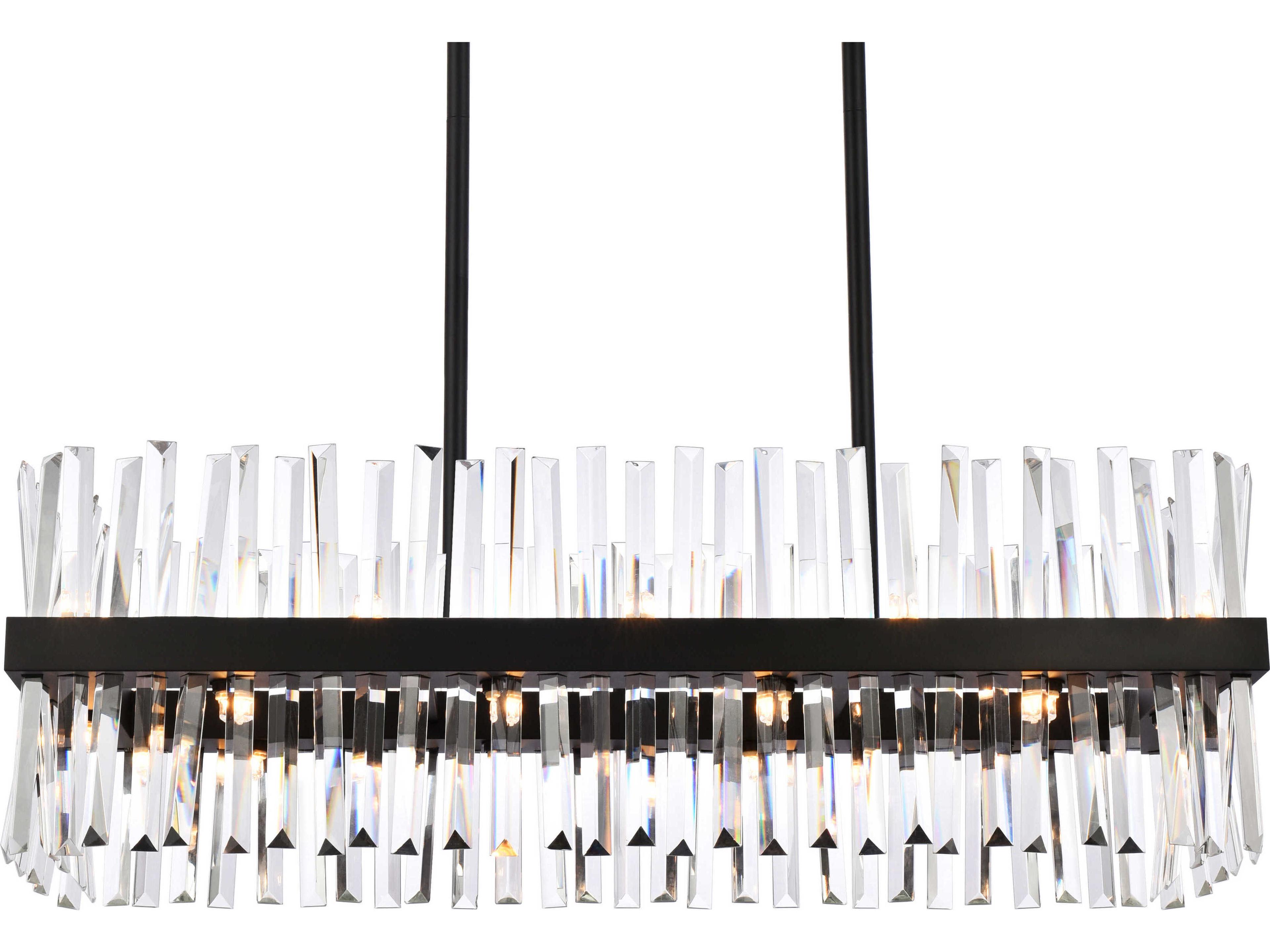Elegant Lighting Serephina 20-Light Black Crystal Linear Island Pendant