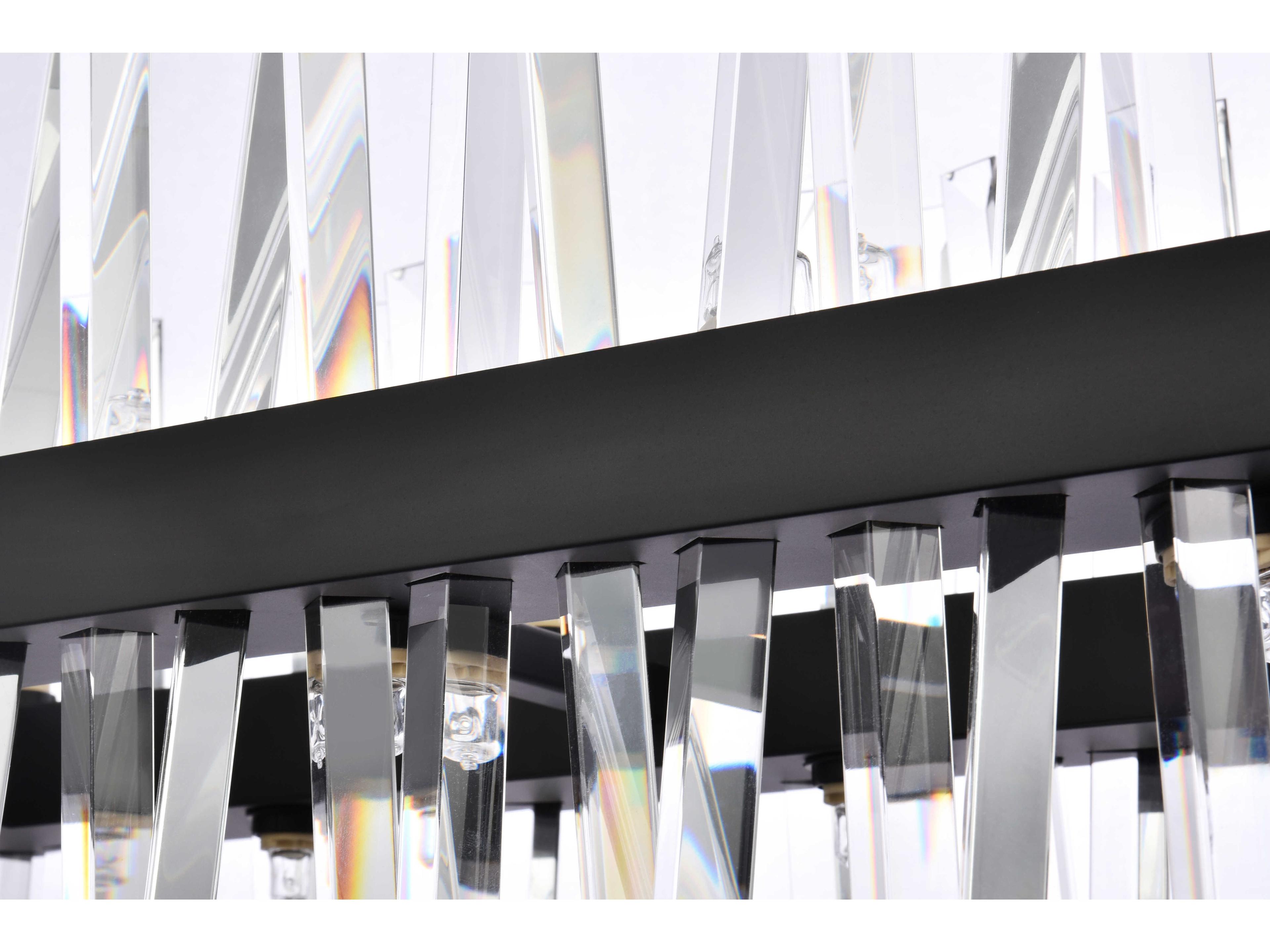 Elegant Lighting Serephina 20-Light Black Crystal Linear Island Pendant