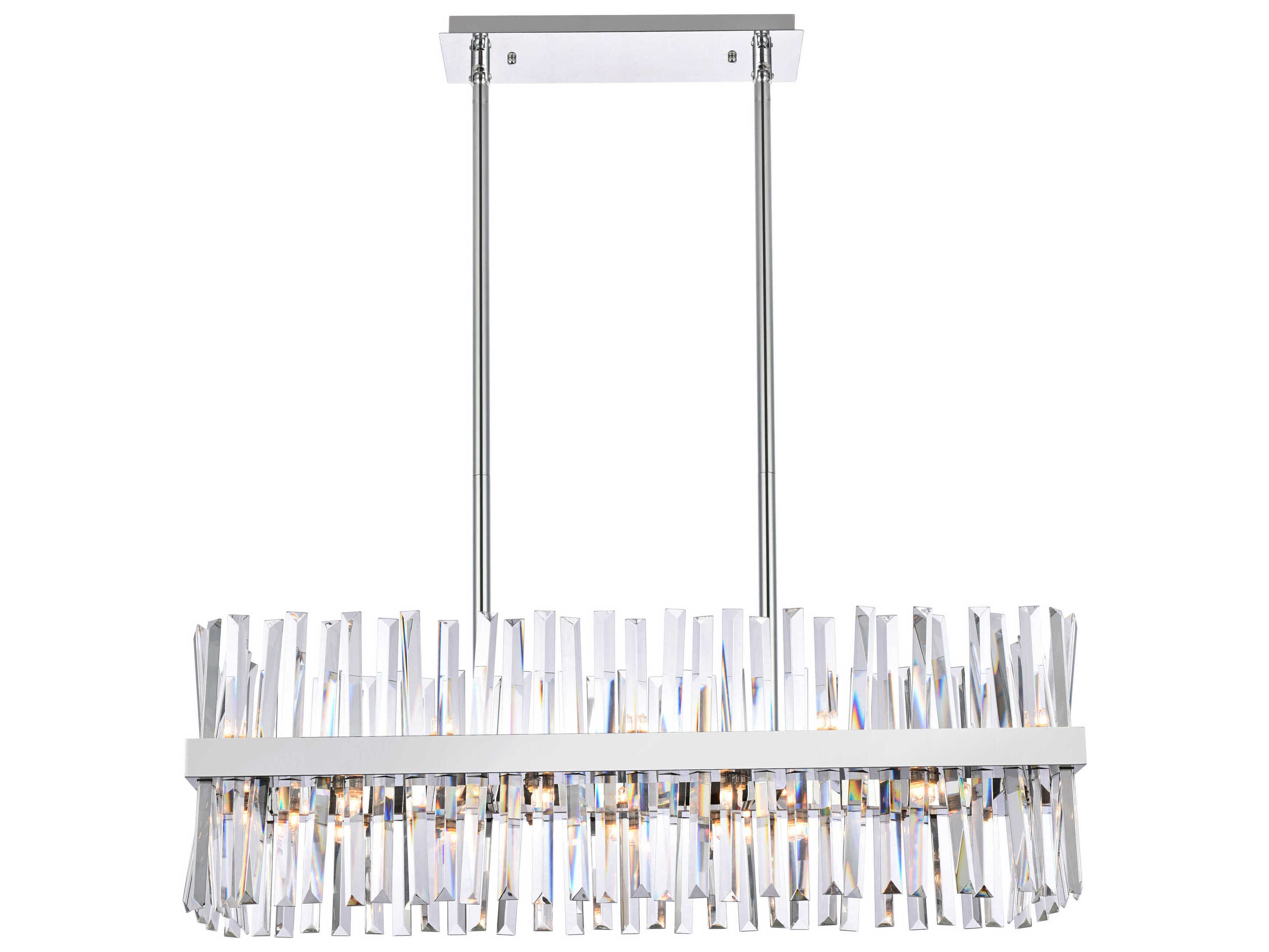 Elegant Lighting Serephina 20-Light Chrome Crystal Linear Island Pendant