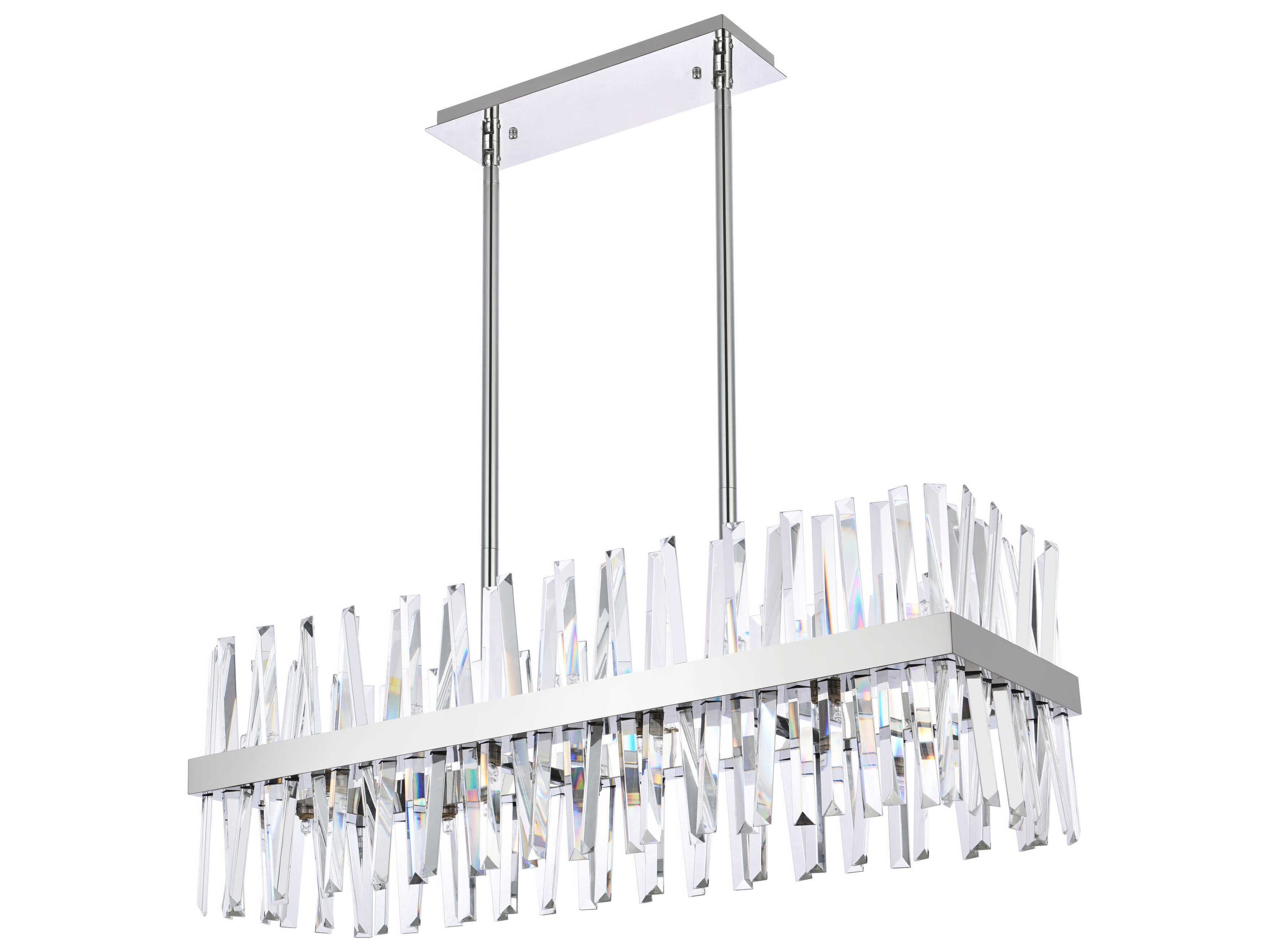 Elegant Lighting Serephina 20-Light Chrome Crystal Linear Island Pendant