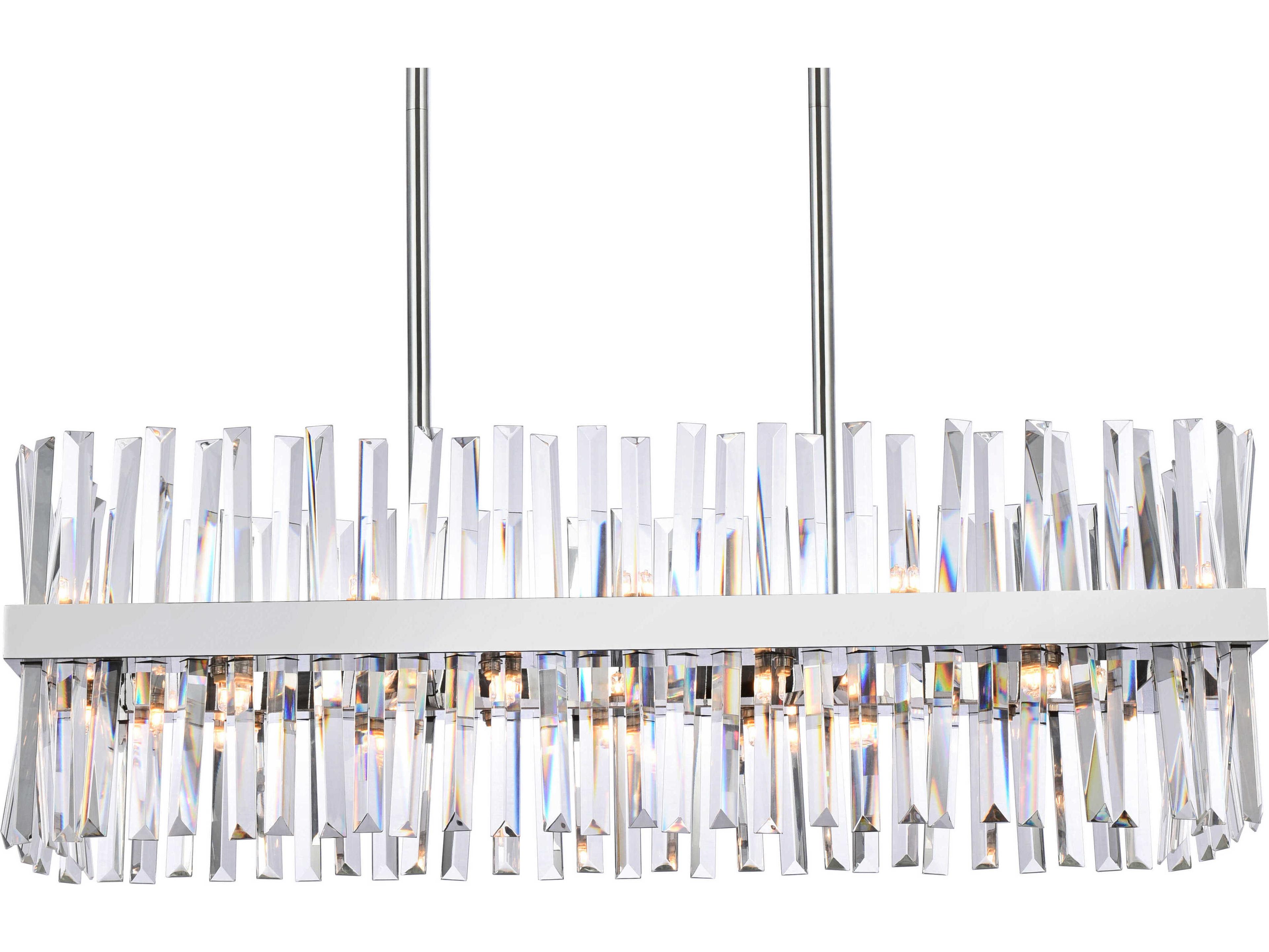 Elegant Lighting Serephina 20-Light Chrome Crystal Linear Island Pendant