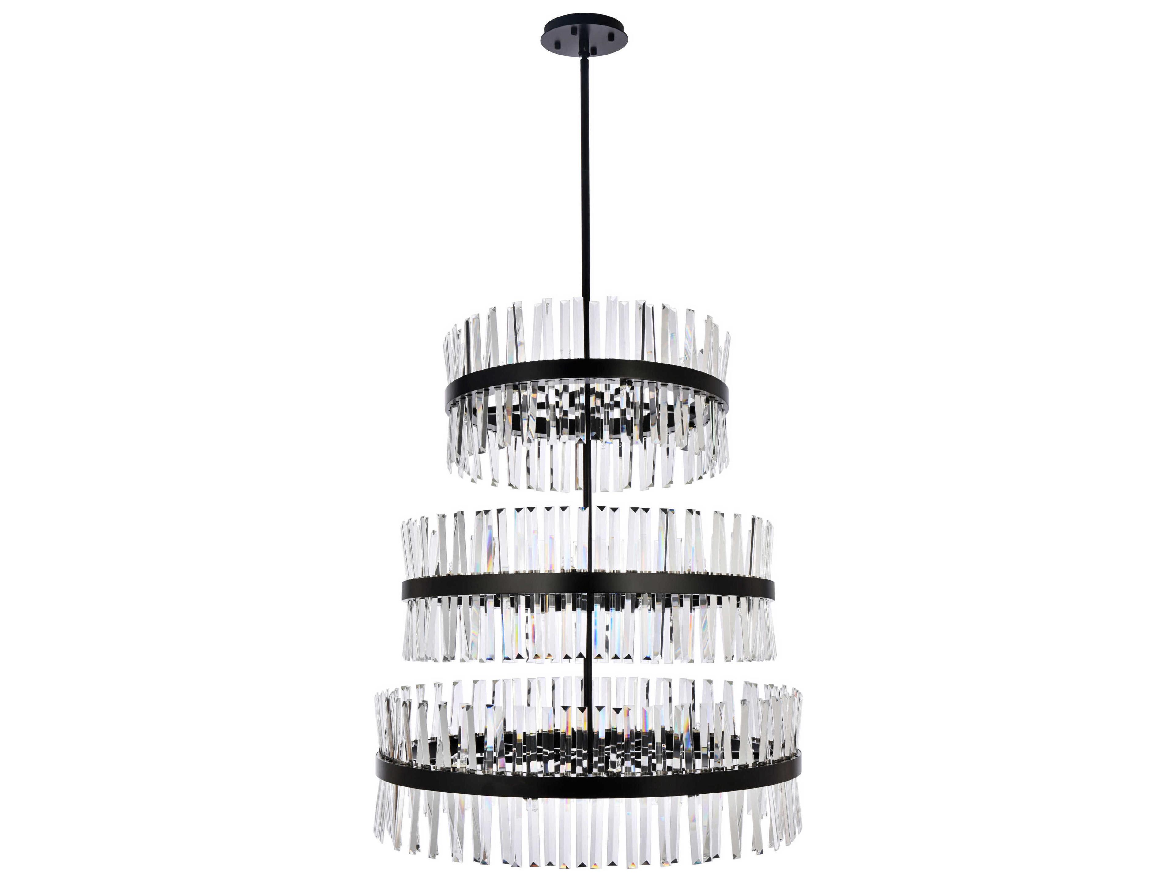 Elegant Lighting Serephina 46-Light Black Round Tiered Chandelier