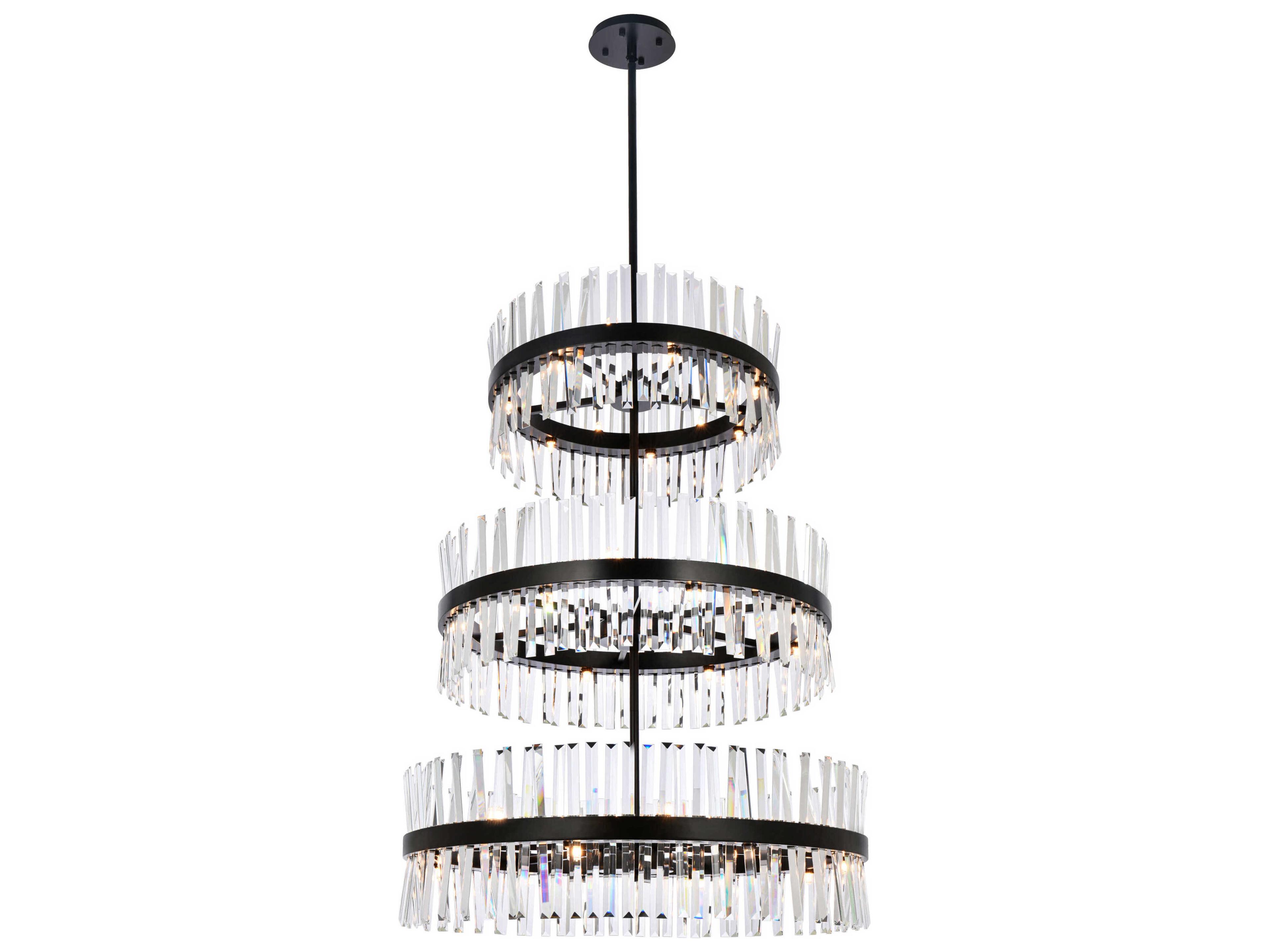 Elegant Lighting Serephina 46-Light Black Round Tiered Chandelier