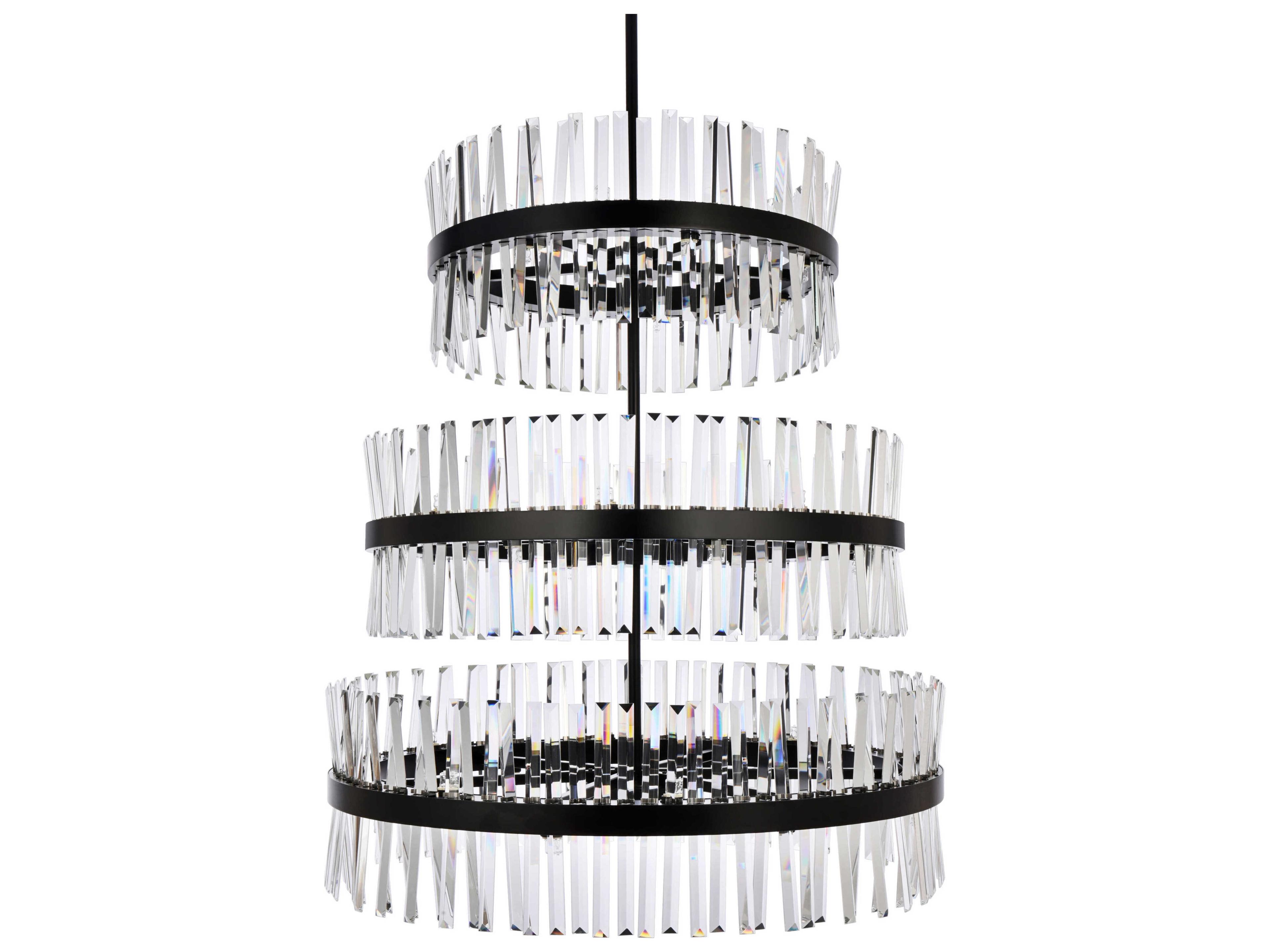 Elegant Lighting Serephina 46-Light Black Round Tiered Chandelier