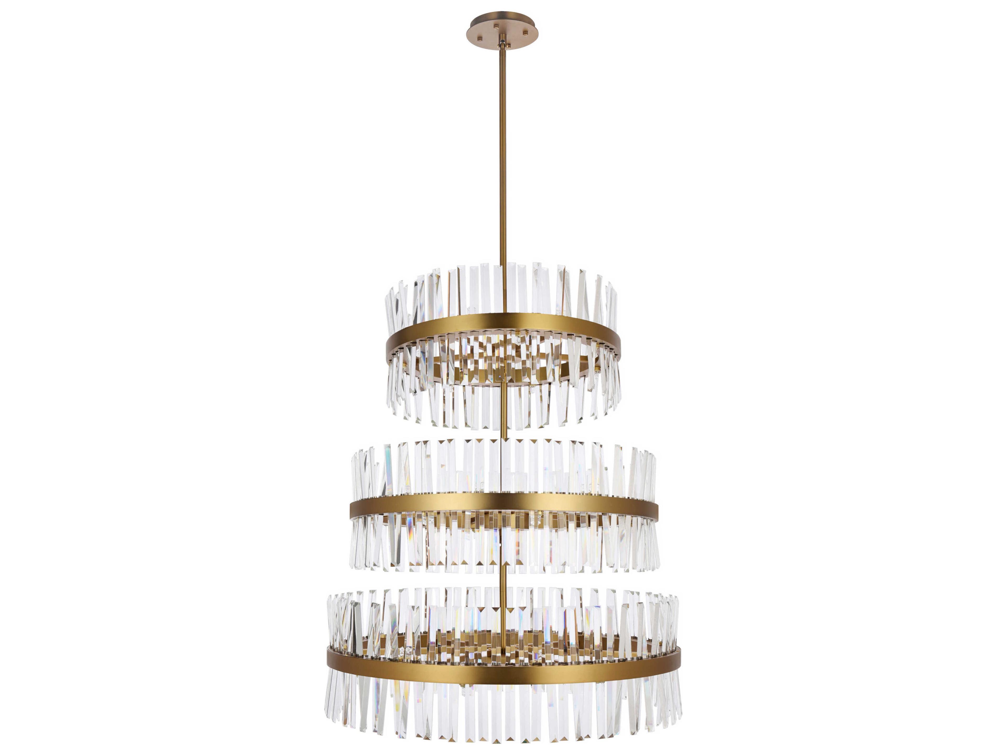 Elegant Lighting Serephina 46-Light Satin Gold Round Tiered Chandelier