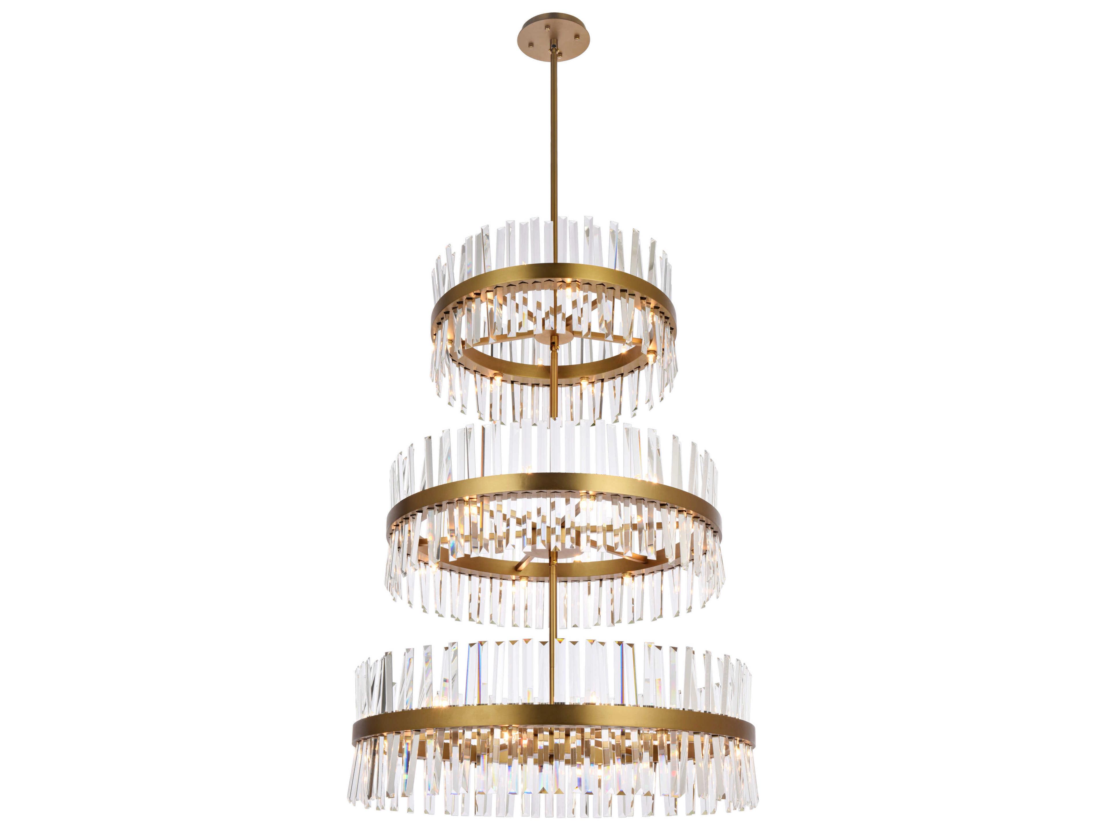 Elegant Lighting Serephina 46-Light Satin Gold Round Tiered Chandelier