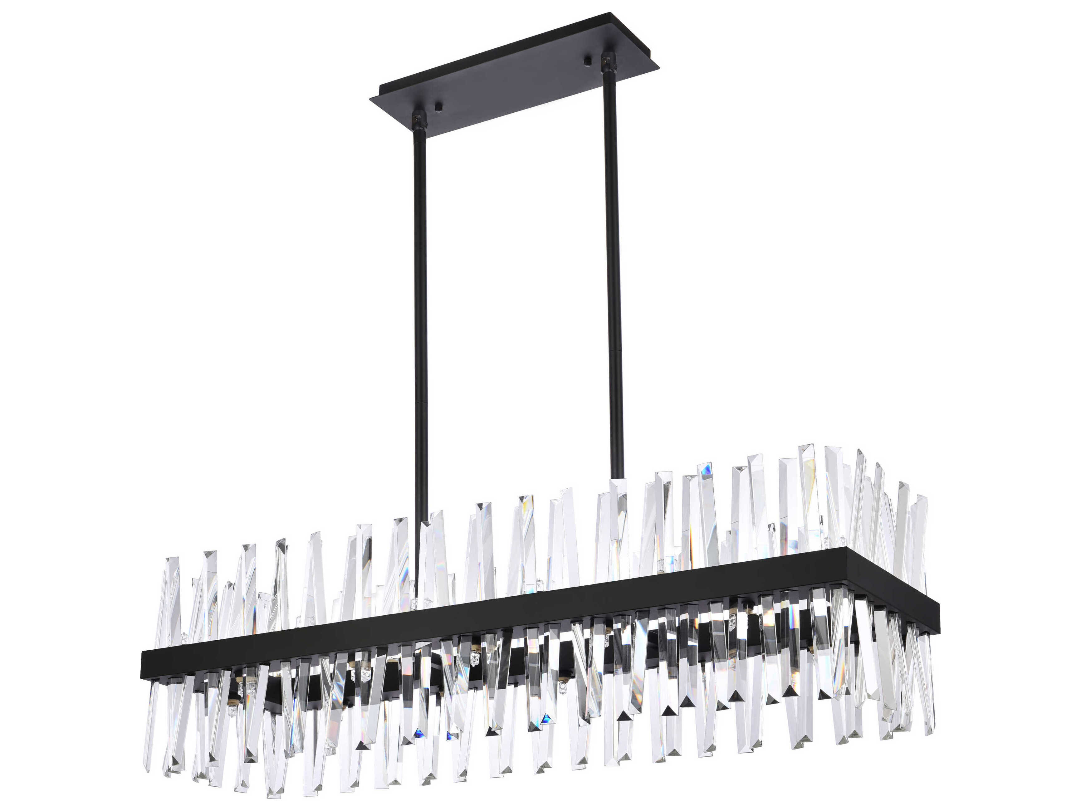 Elegant Lighting Serephina 24-Light Black Crystal Linear Island Pendant