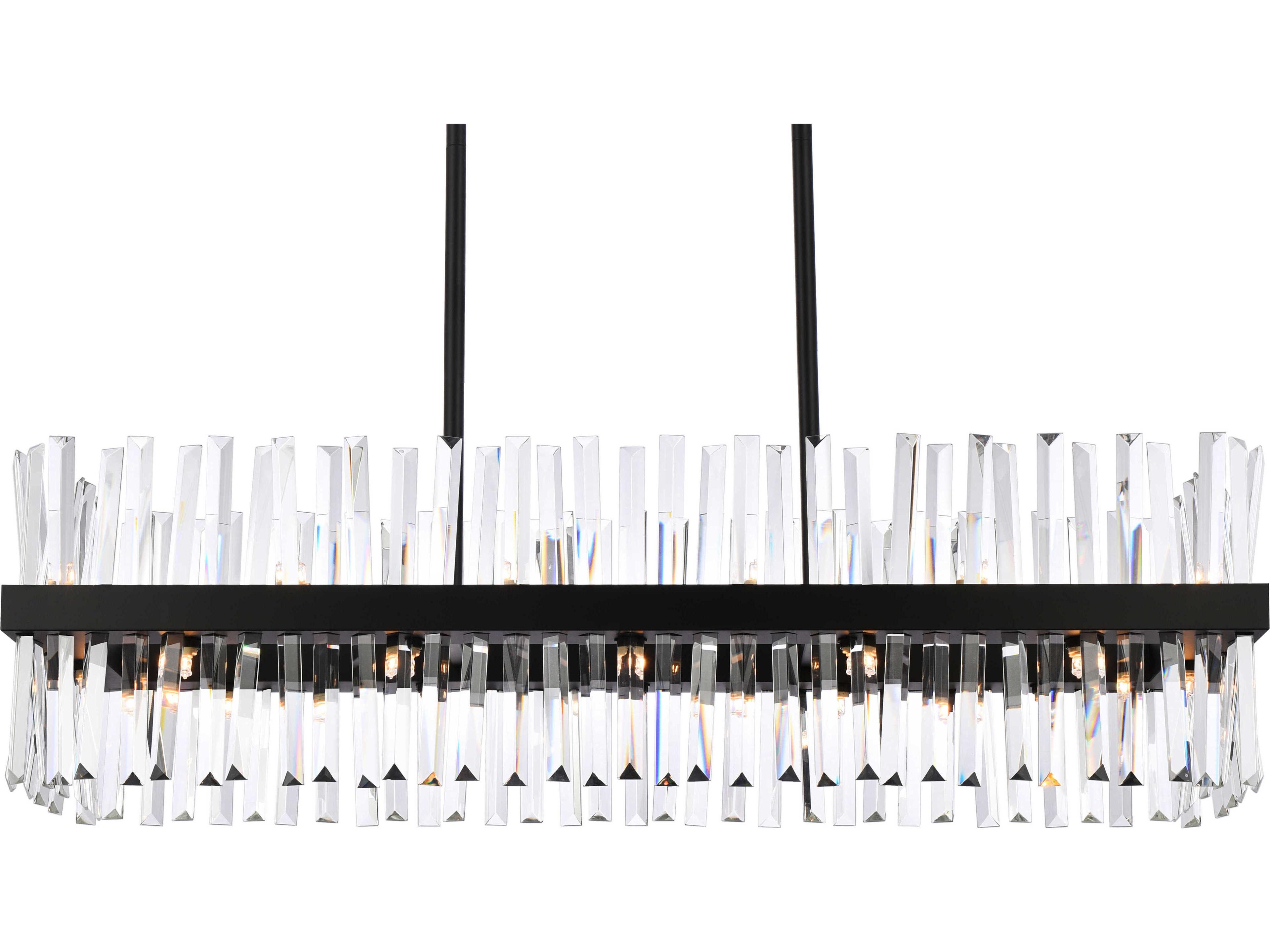 Elegant Lighting Serephina 24-Light Black Crystal Linear Island Pendant