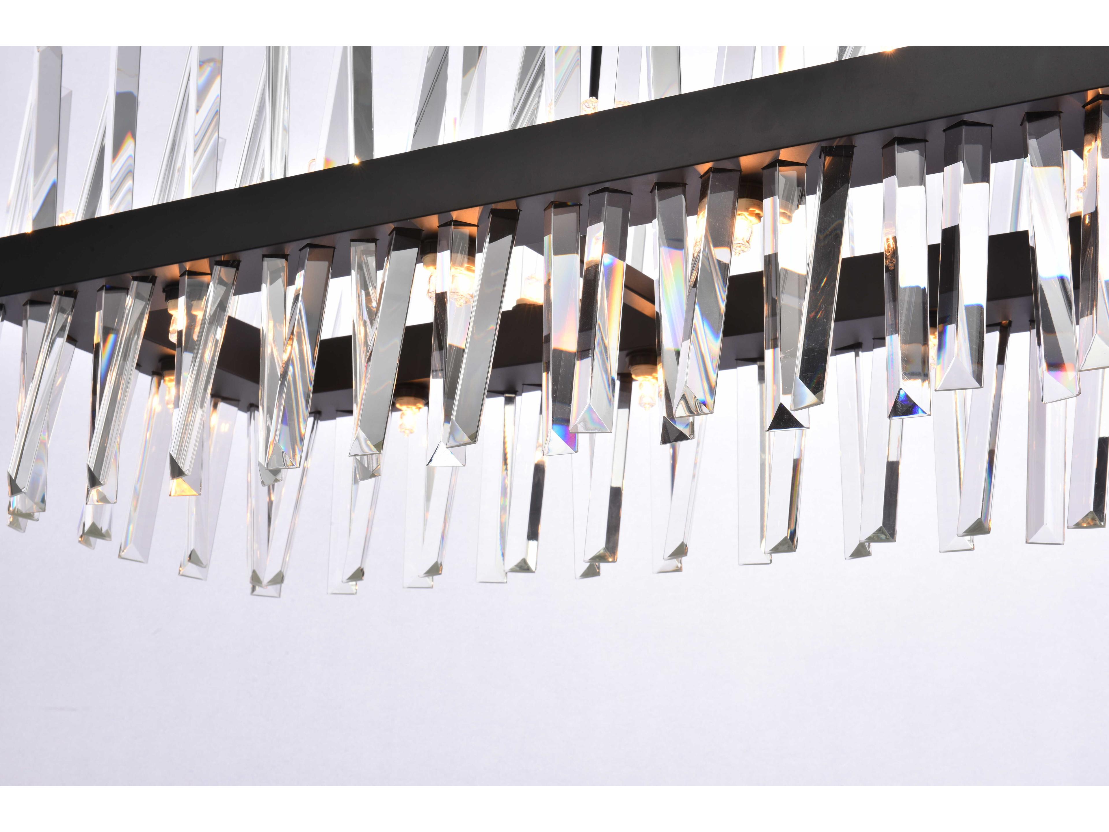Elegant Lighting Serephina 24-Light Black Crystal Linear Island Pendant