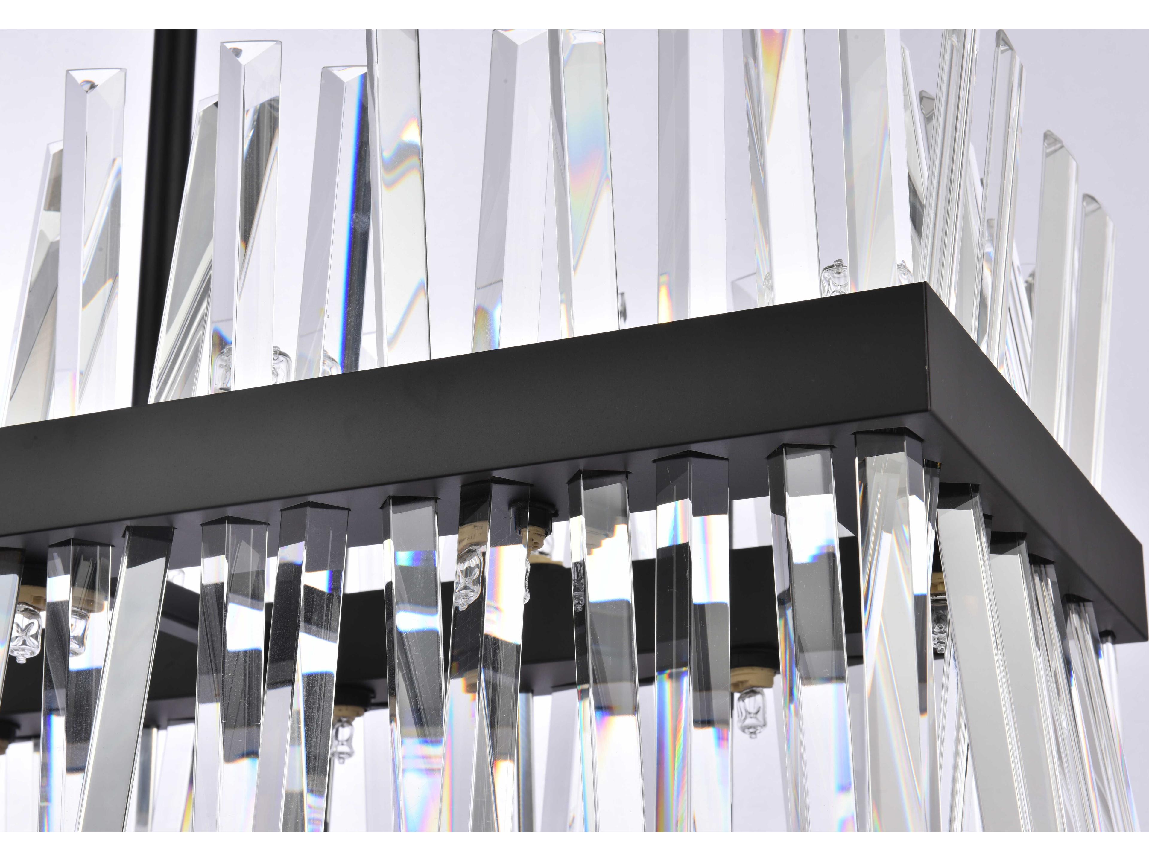 Elegant Lighting Serephina 24-Light Black Crystal Linear Island Pendant
