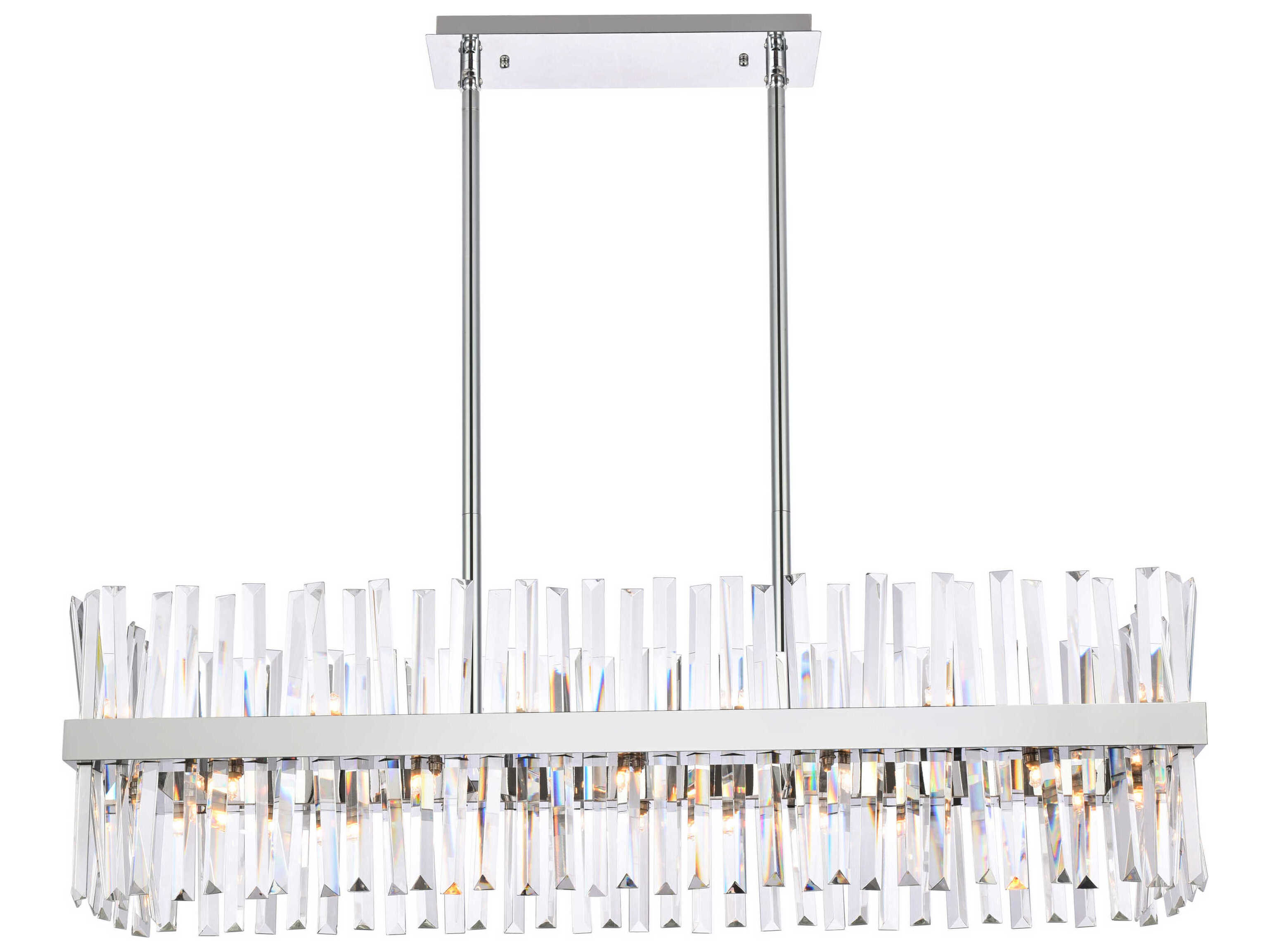 Elegant Lighting Serephina 24-Light Chrome Crystal Linear Island Pendant