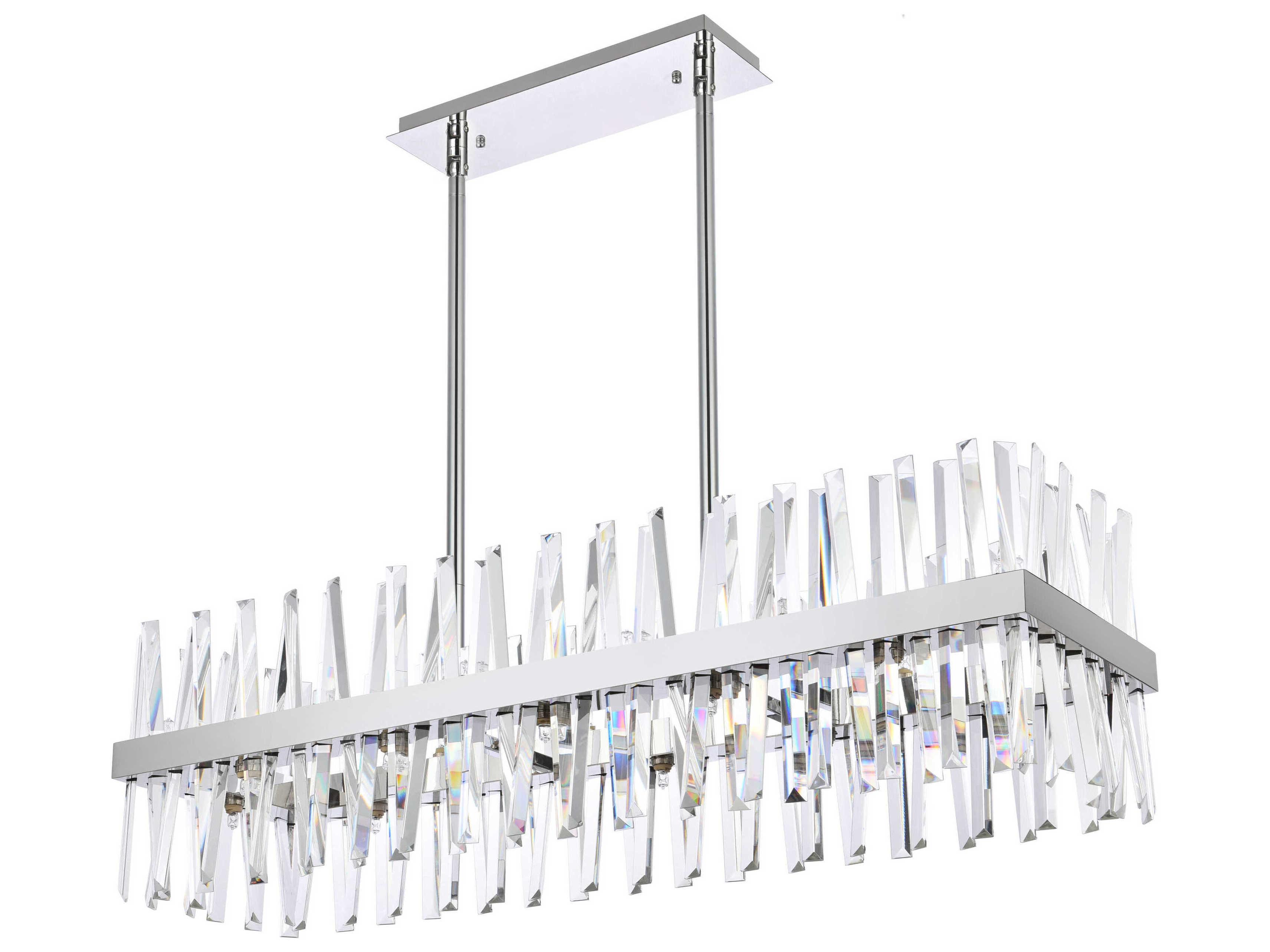 Elegant Lighting Serephina 24-Light Chrome Crystal Linear Island Pendant