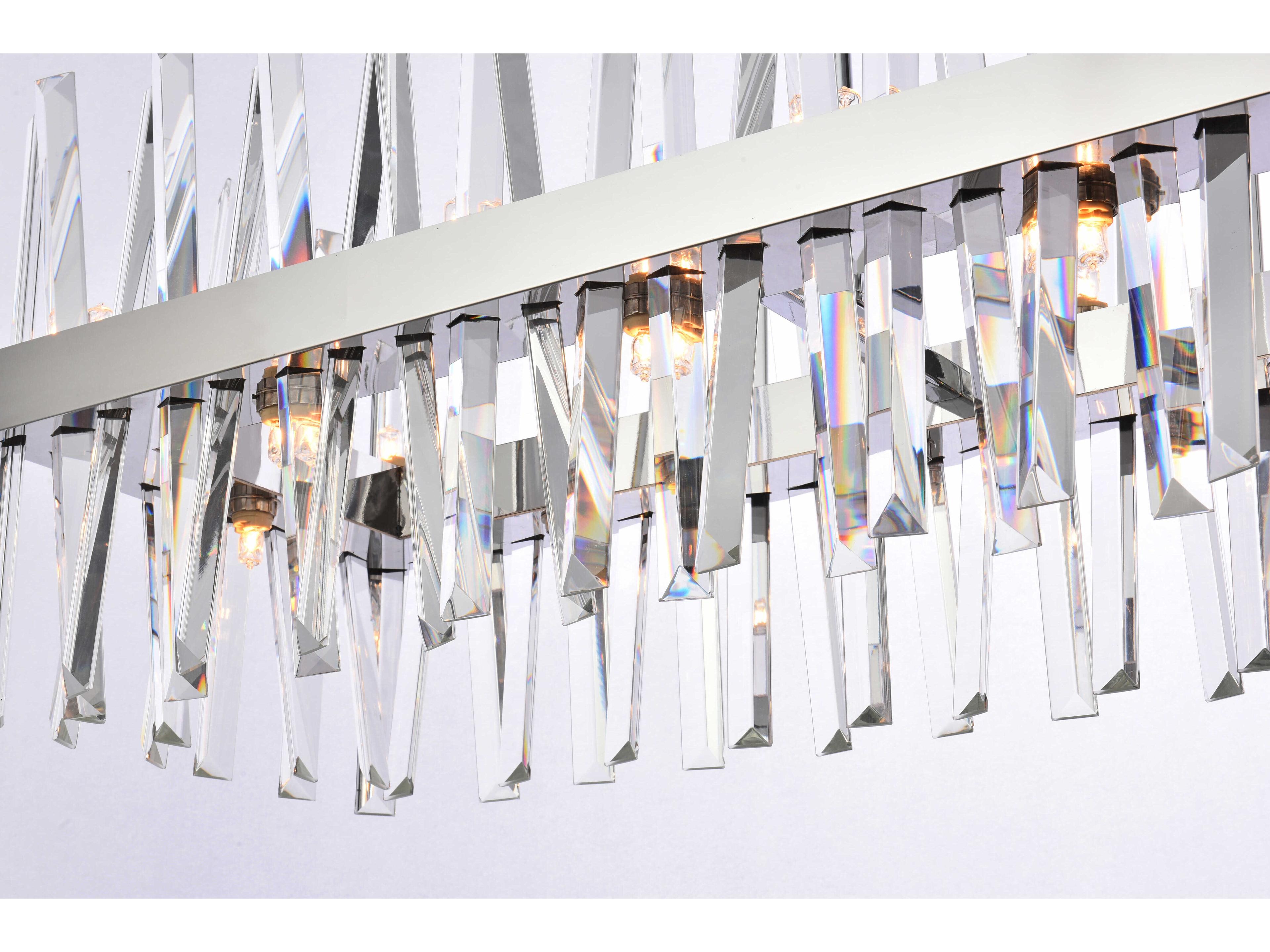 Elegant Lighting Serephina 24-Light Chrome Crystal Linear Island Pendant