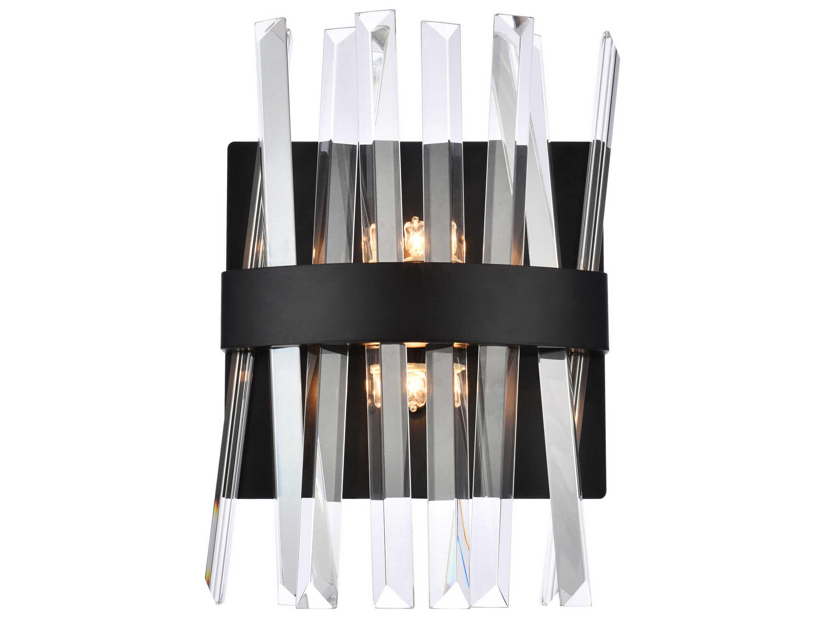 Elegant Lighting Serephina 2-Light Black Crystal Wall Sconce
