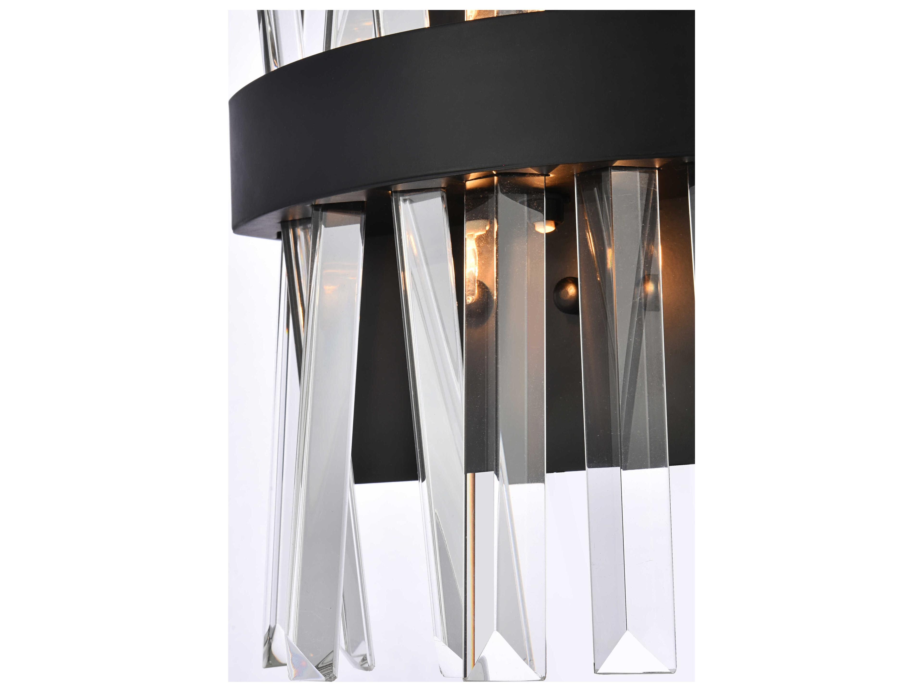 Elegant Lighting Serephina 2-Light Black Crystal Wall Sconce