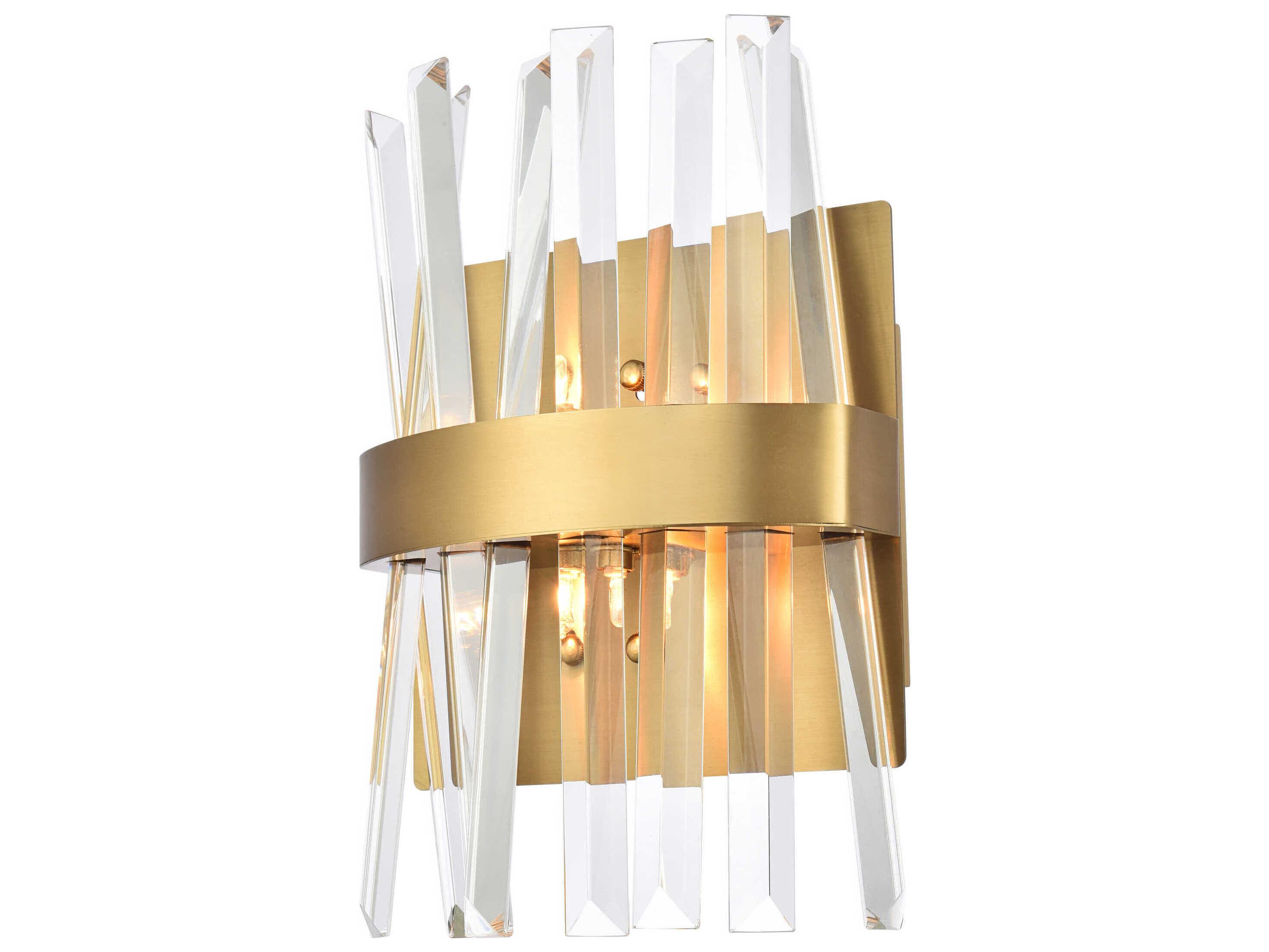 Elegant Lighting Serephina 2-Light Satin Gold Crystal Wall Sconce