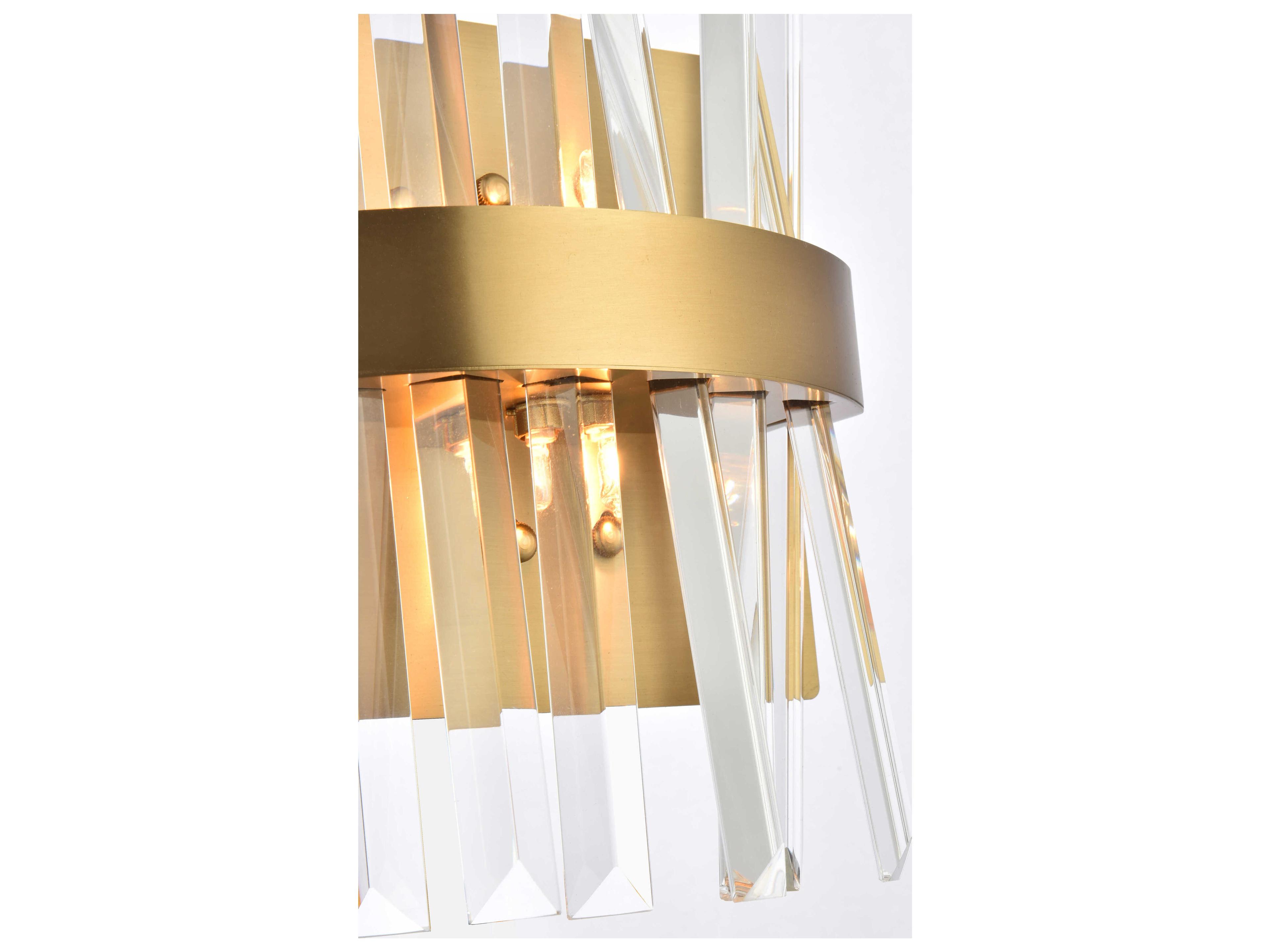 Elegant Lighting Serephina 2-Light Satin Gold Crystal Wall Sconce
