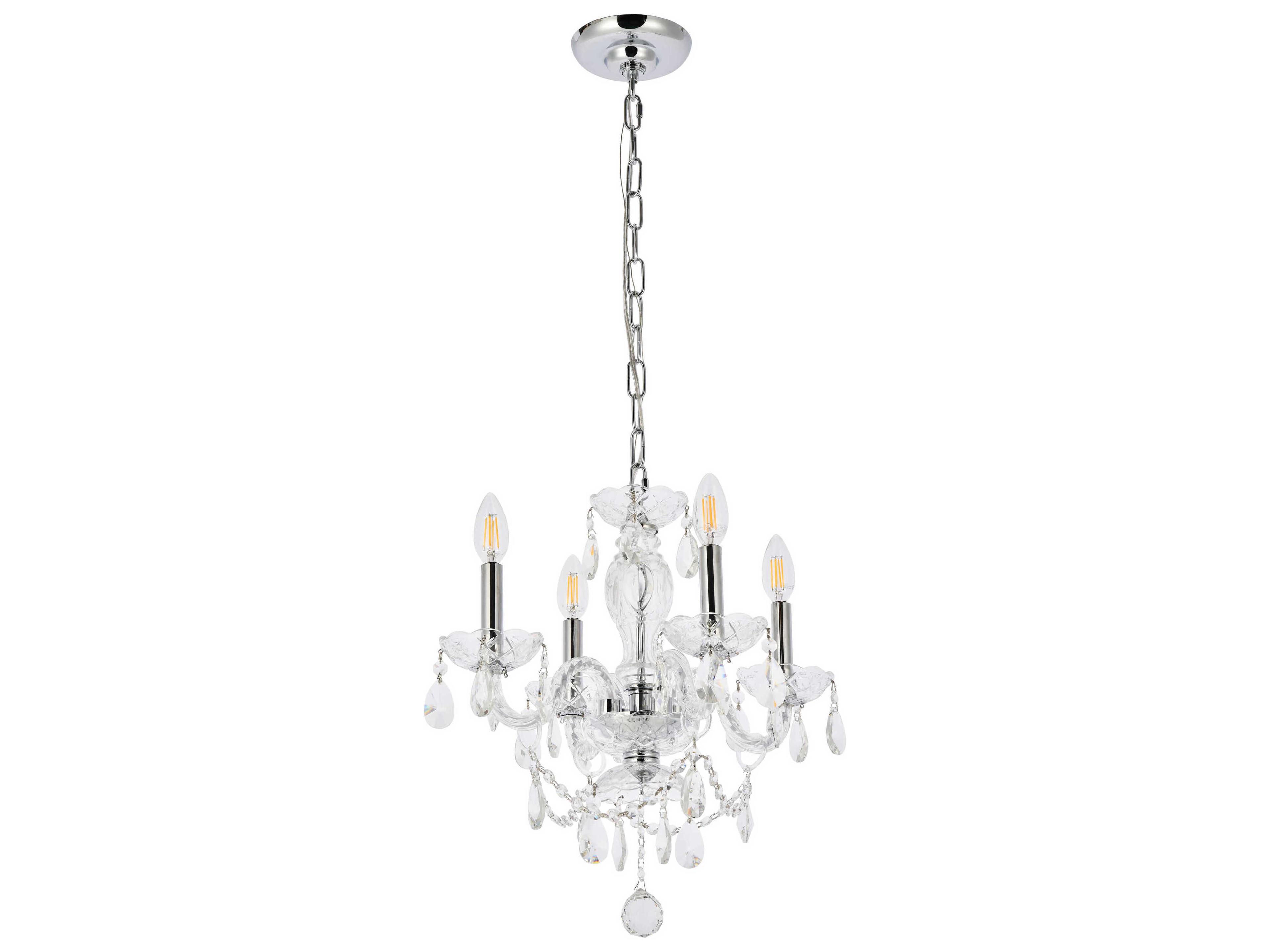 Elegant Lighting Princeton 4-Light Chrome Clear Crystal Glass Candelabra Chandelier