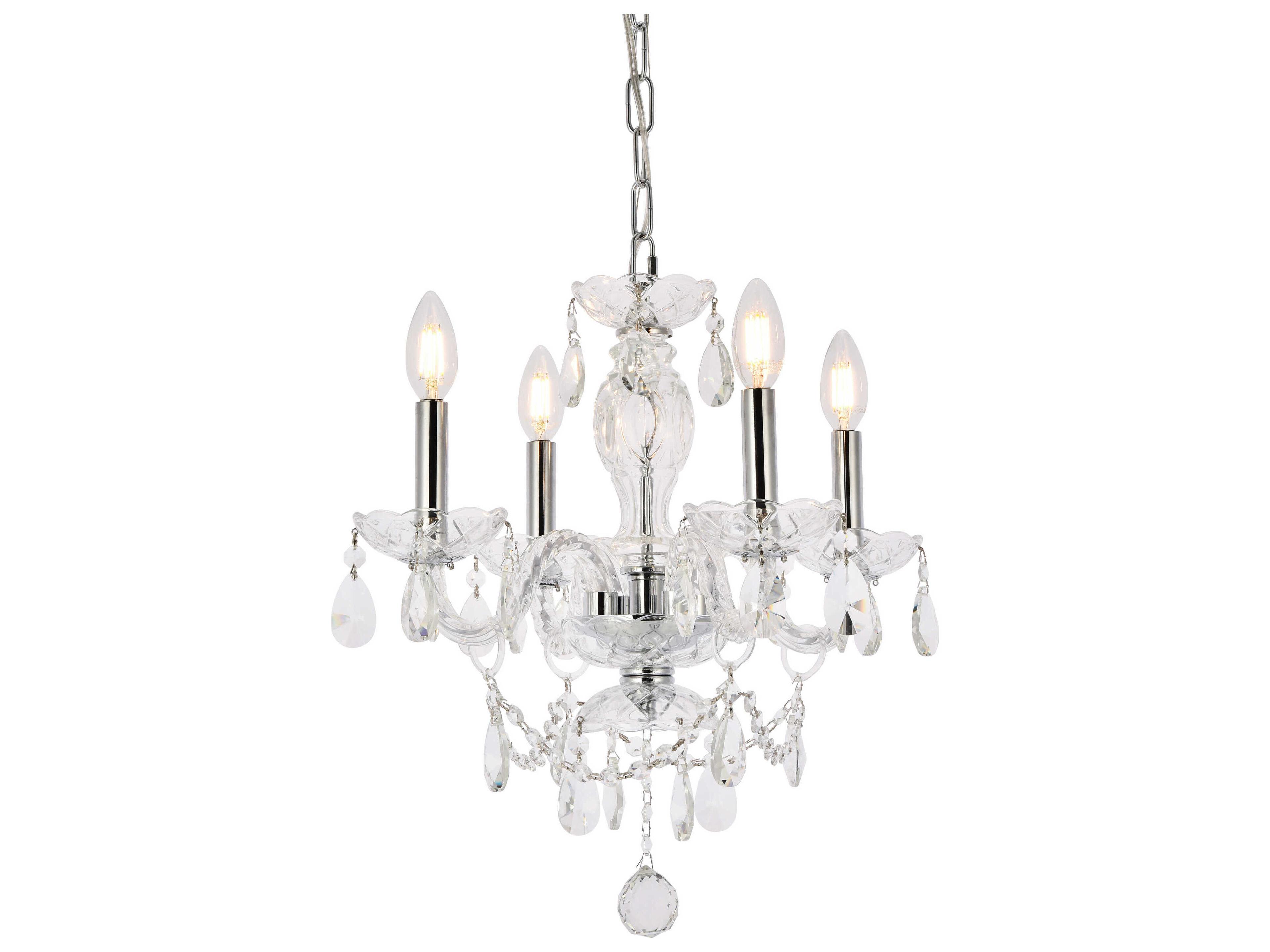Elegant Lighting Princeton 4-Light Chrome Clear Crystal Glass Candelabra Chandelier