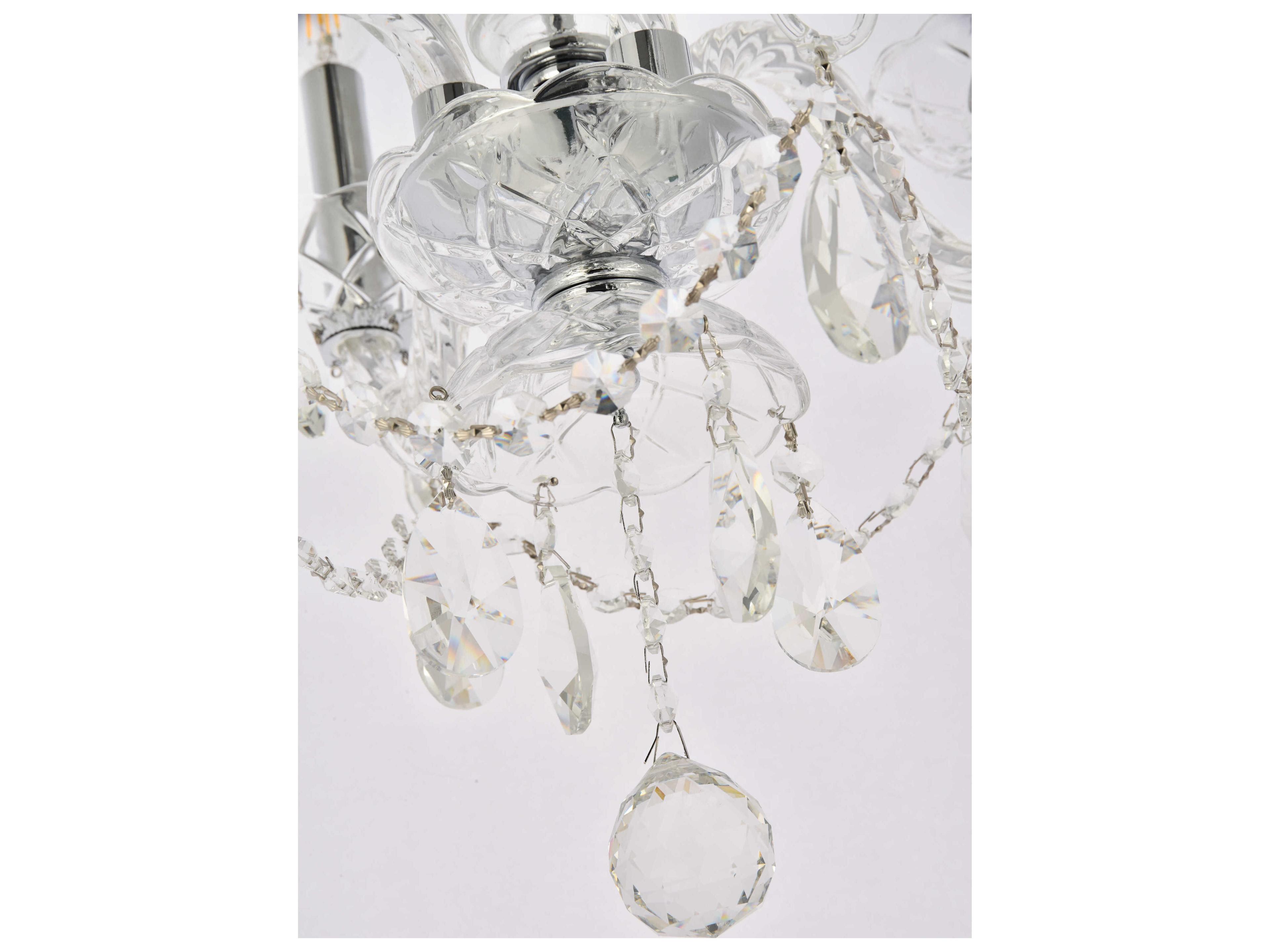 Elegant Lighting Princeton 4-Light Chrome Clear Crystal Glass Candelabra Chandelier