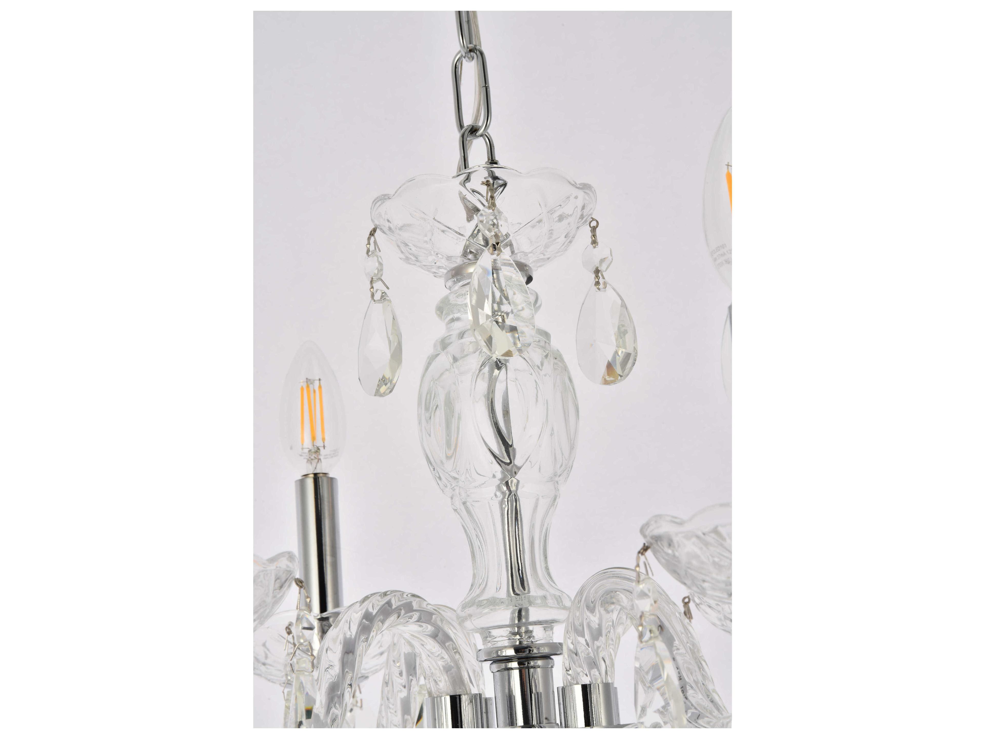 Elegant Lighting Princeton 4-Light Chrome Clear Crystal Glass Candelabra Chandelier