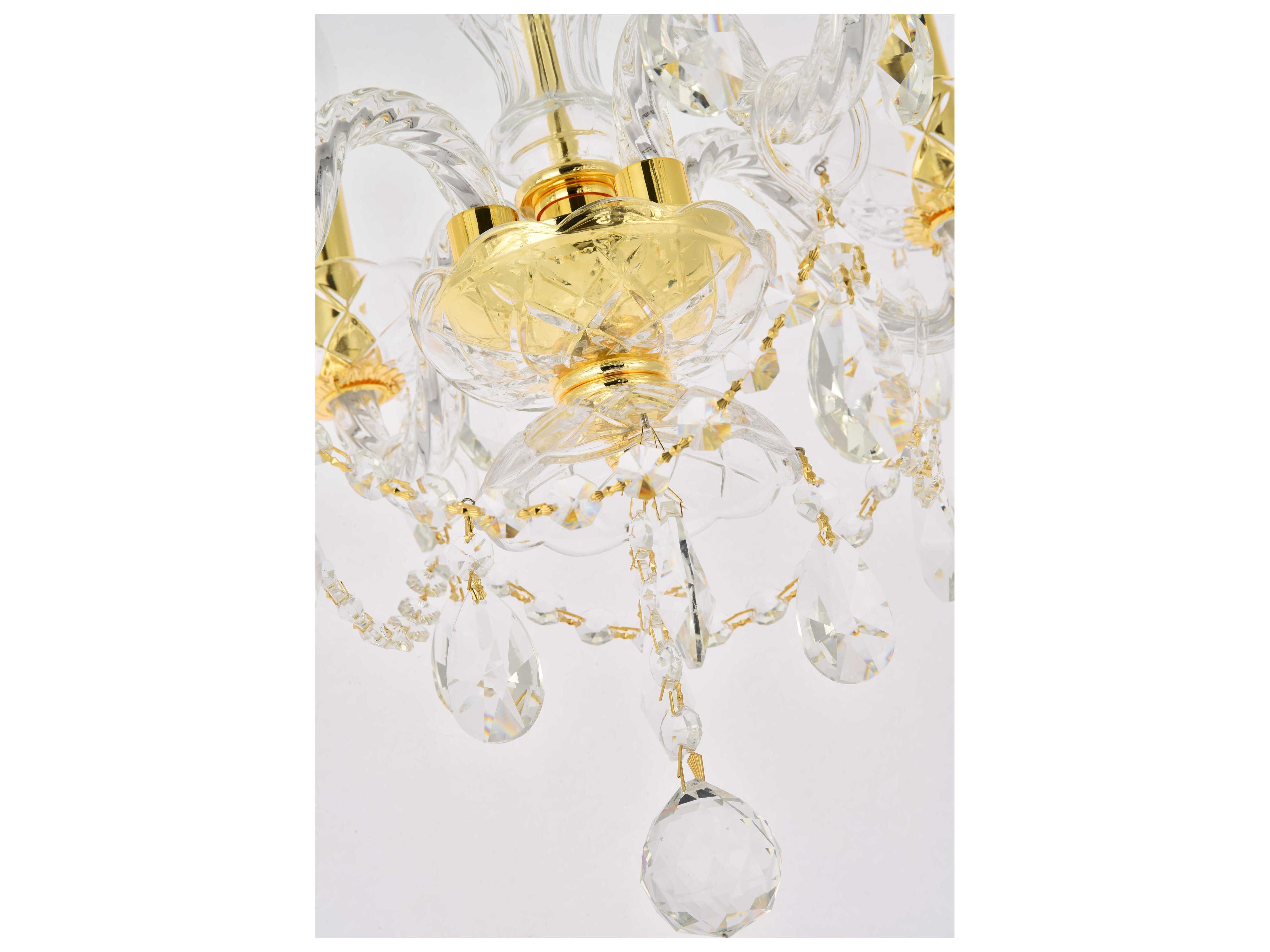 Elegant Lighting Princeton 4-Light Gold Clear Crystal Glass Candelabra Chandelier