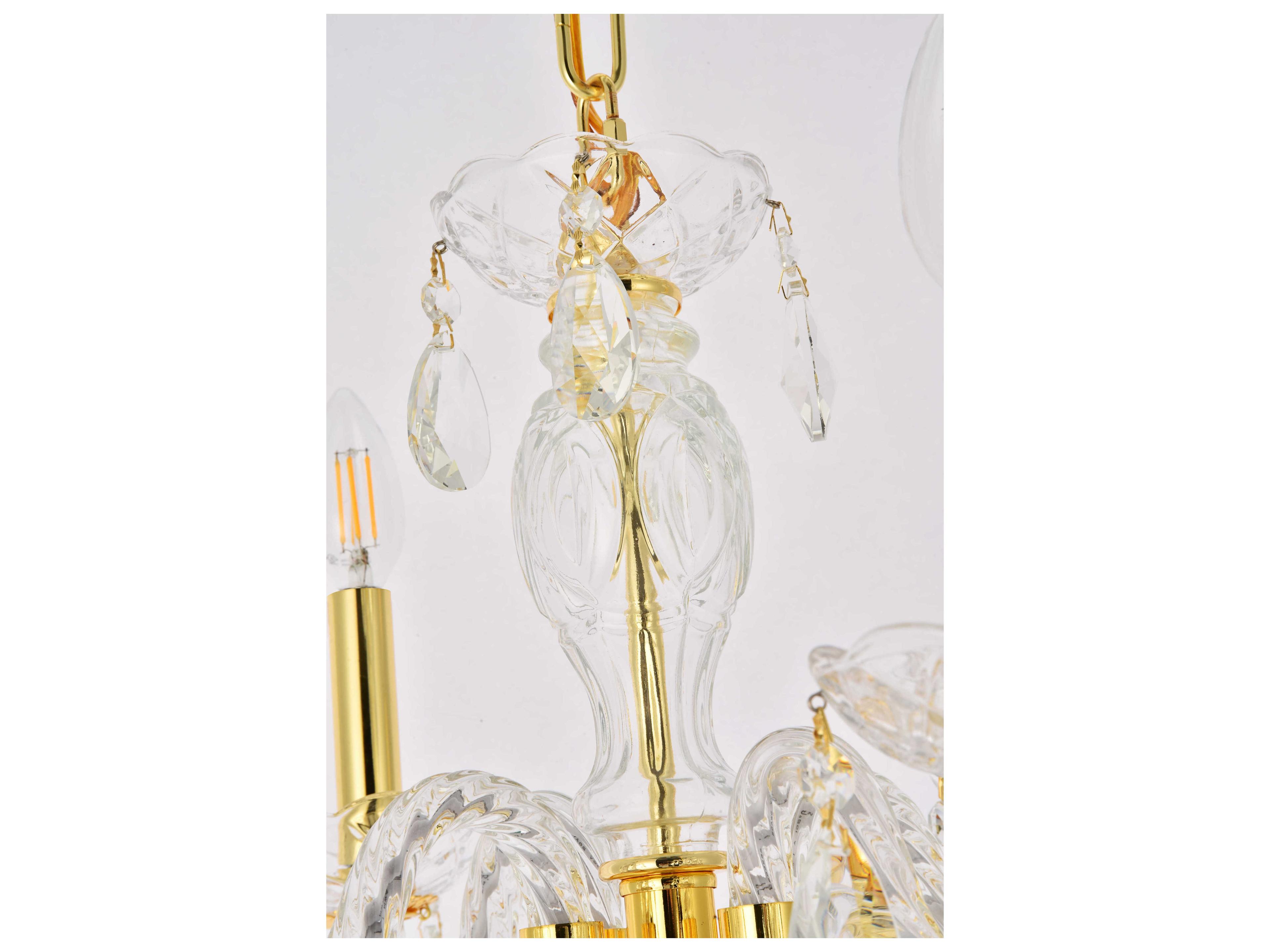 Elegant Lighting Princeton 4-Light Gold Clear Crystal Glass Candelabra Chandelier