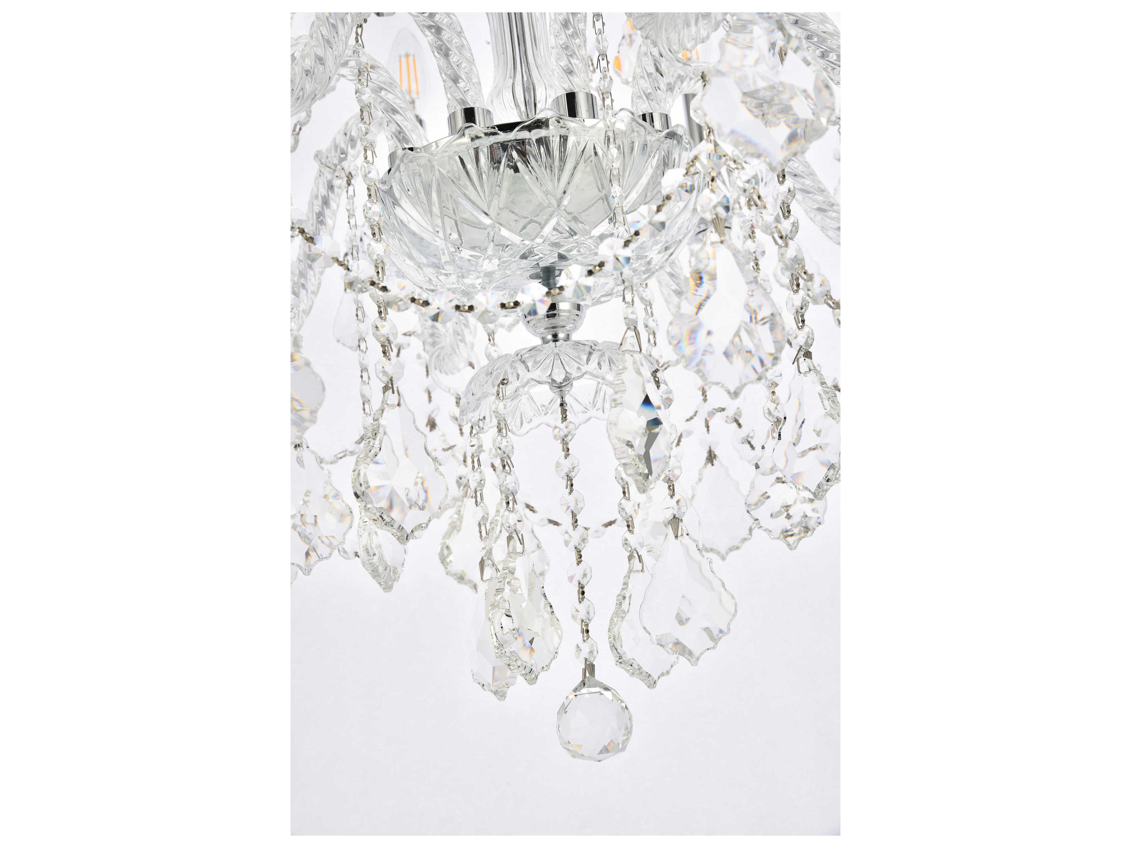 Elegant Lighting Giselle 12-Light Chrome Crystal Glass Candelabra Empire Tiered Chandelier