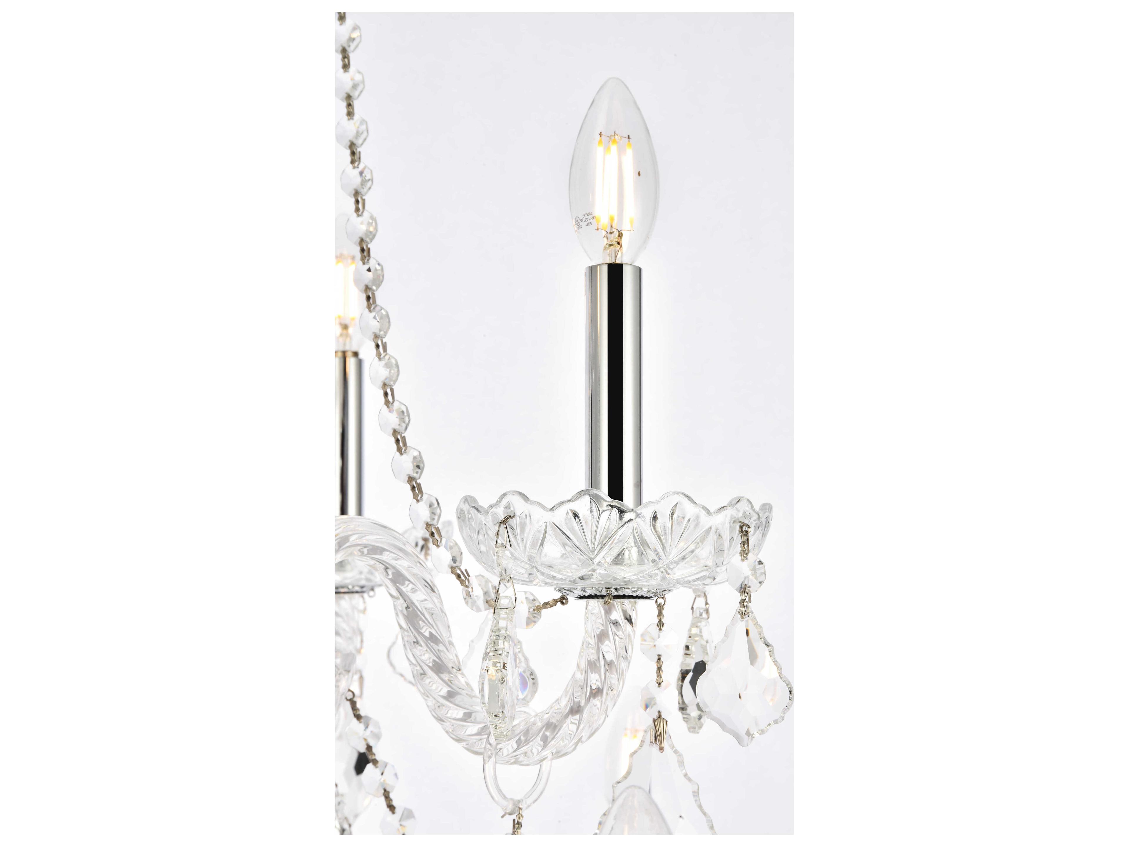 Elegant Lighting Giselle 12-Light Chrome Crystal Glass Candelabra Empire Tiered Chandelier