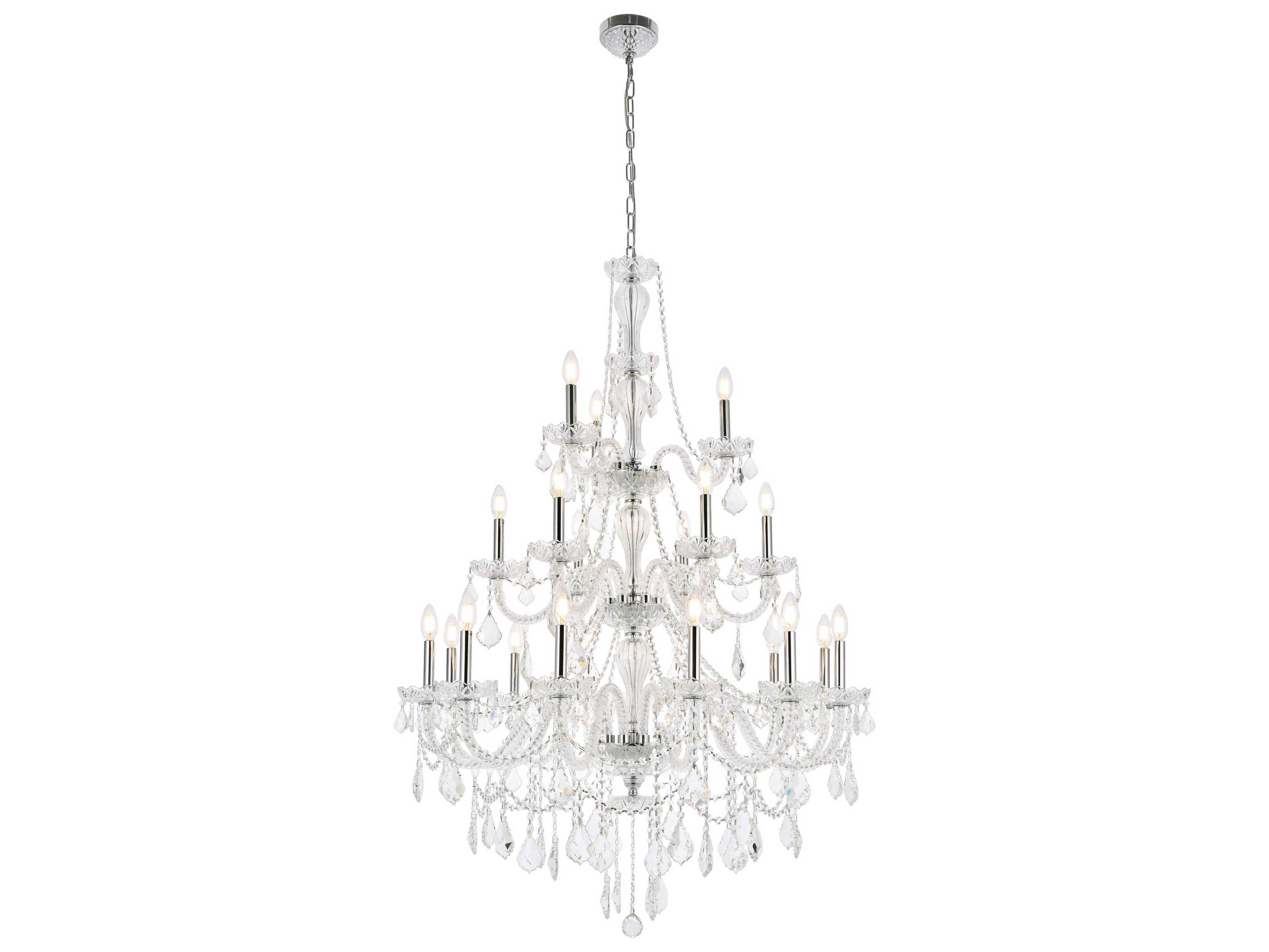 Elegant Lighting Giselle 21-Light Chrome Crystal Glass Candelabra Empire Tiered Chandelier