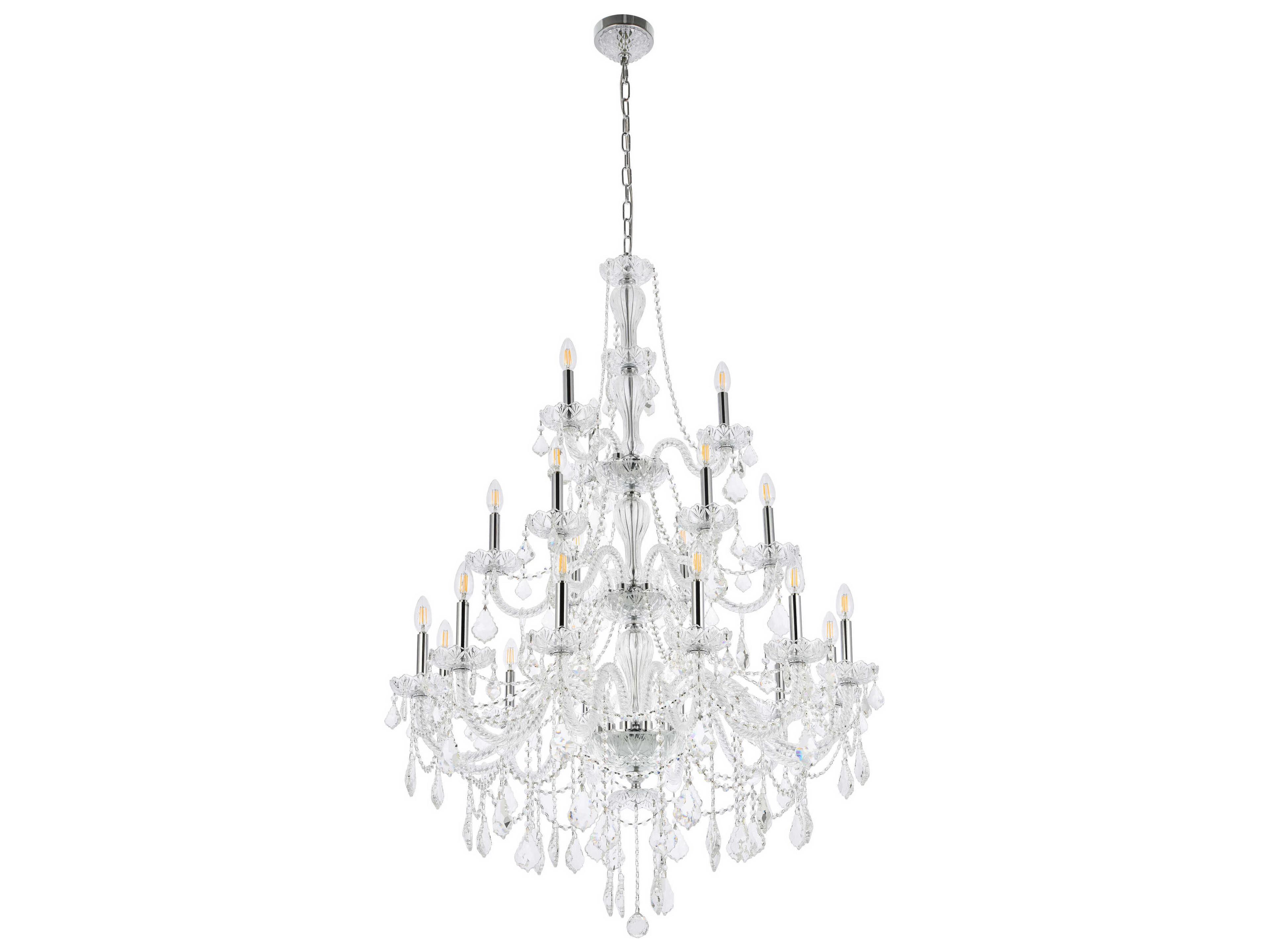 Elegant Lighting Giselle 21-Light Chrome Crystal Glass Candelabra Empire Tiered Chandelier