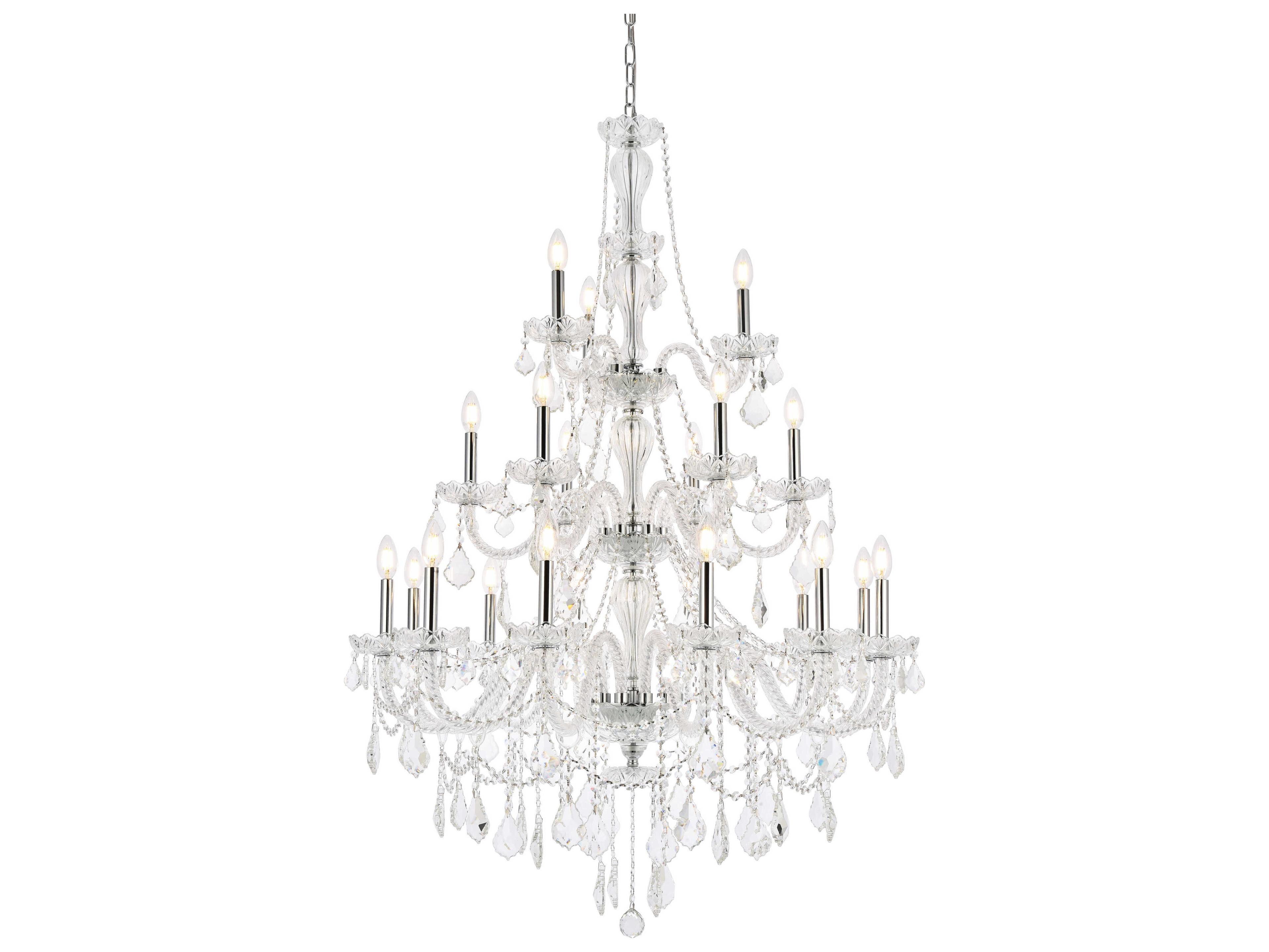 Elegant Lighting Giselle 21-Light Chrome Crystal Glass Candelabra Empire Tiered Chandelier