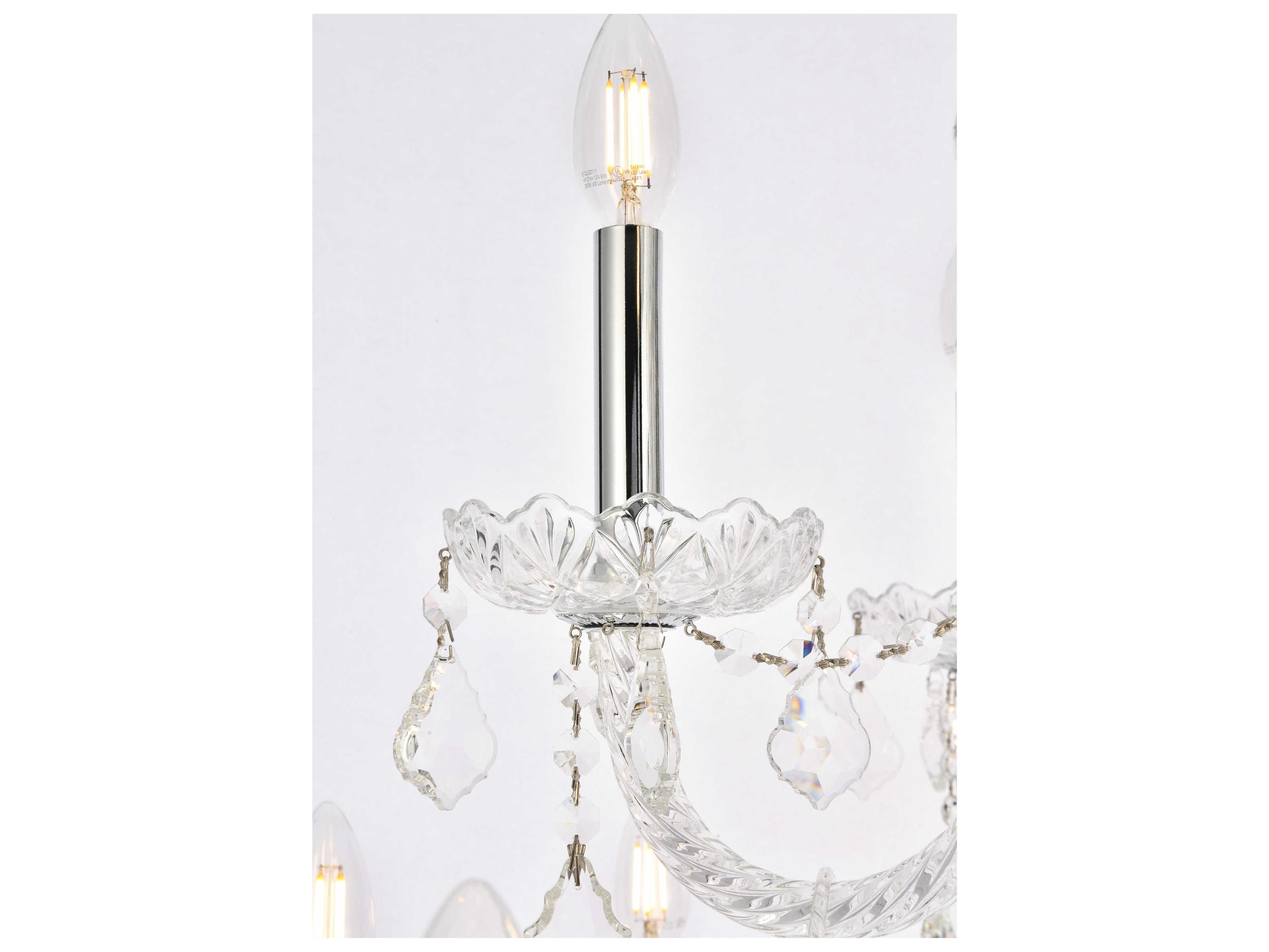 Elegant Lighting Giselle 21-Light Chrome Crystal Glass Candelabra Empire Tiered Chandelier