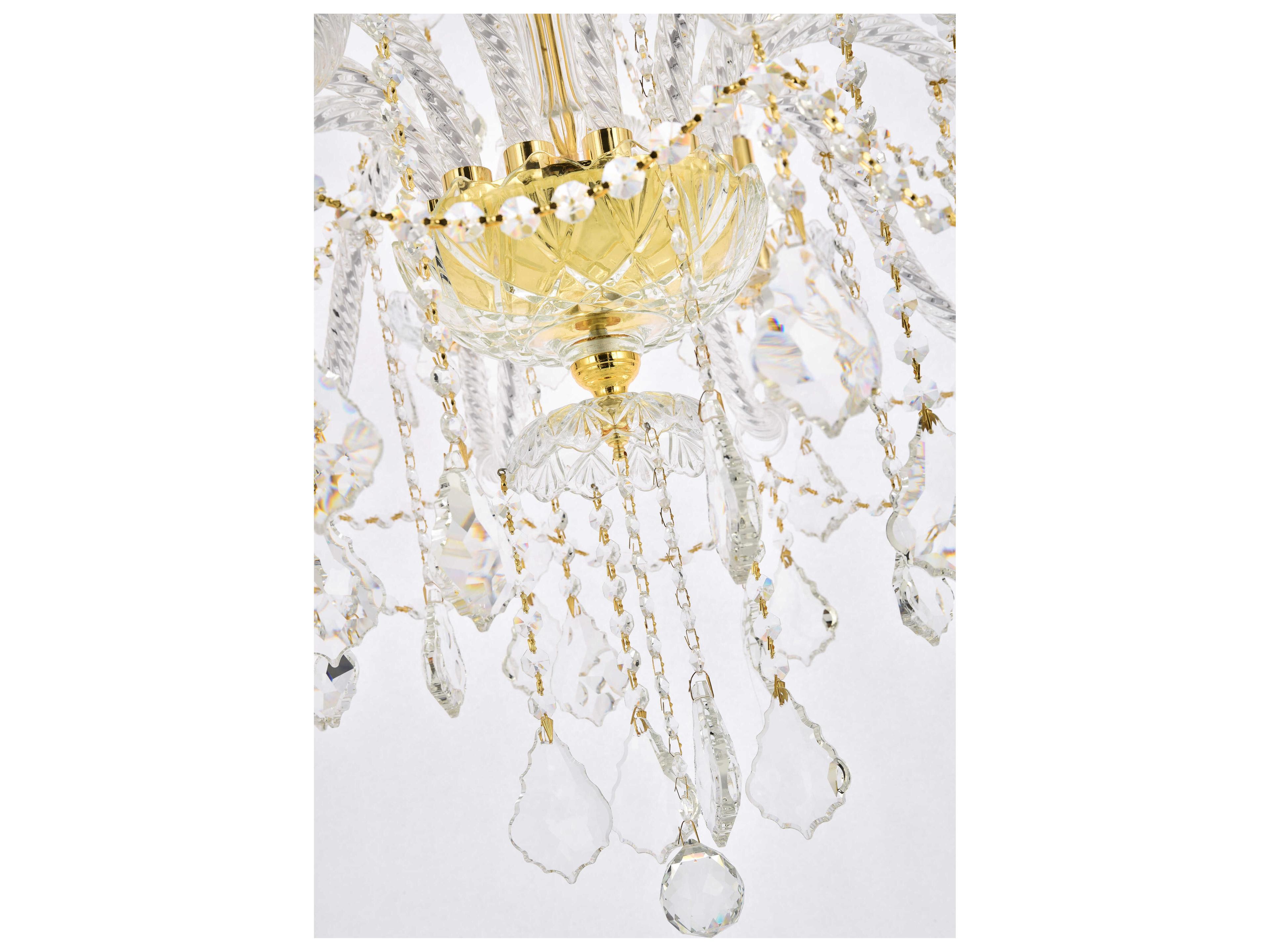 Elegant Lighting Giselle 21-Light Gold Crystal Glass Candelabra Empire Tiered Chandelier