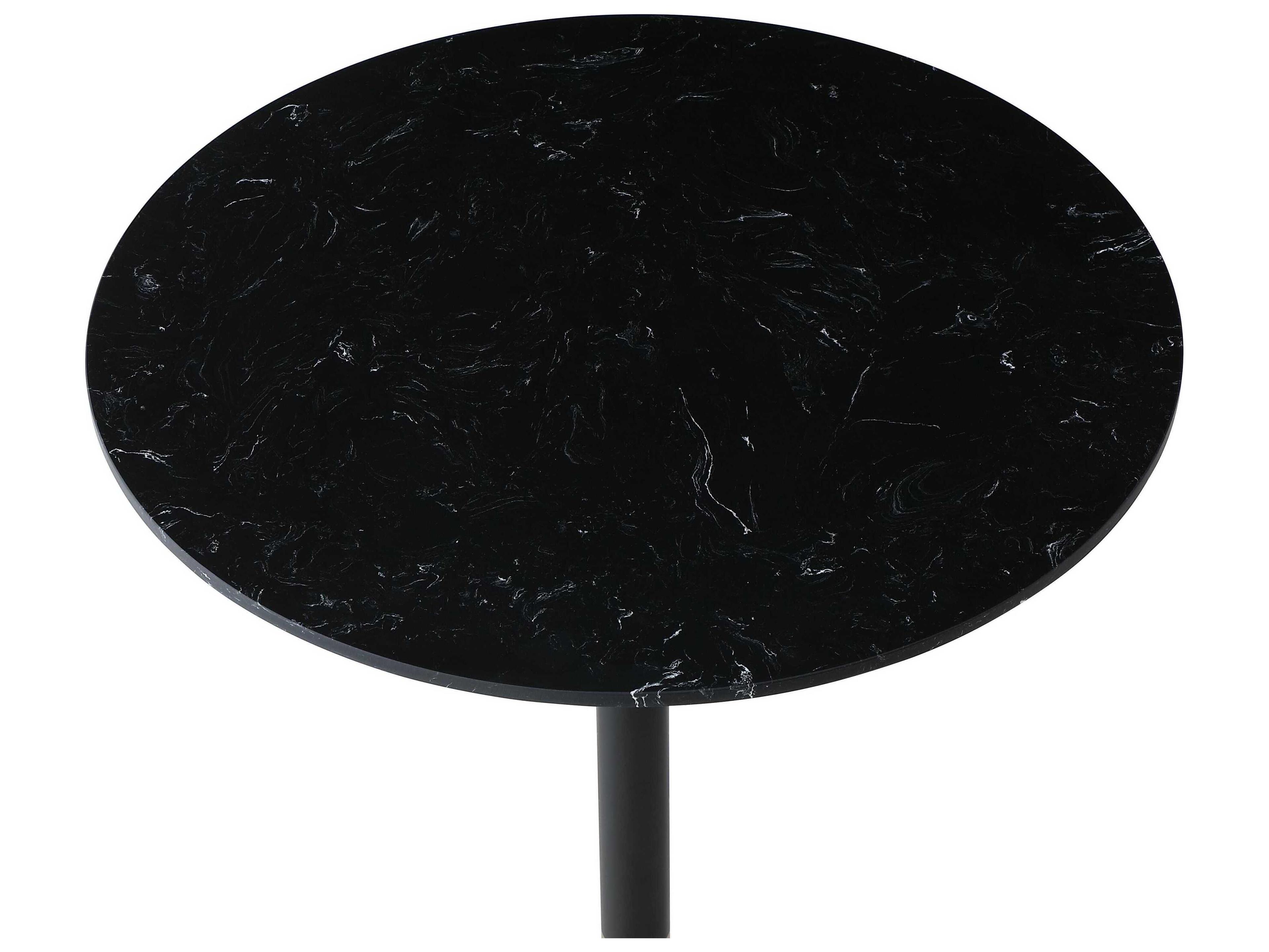 Elegant Lighting Ronan Black Gold Round Faux Marble Bar Table