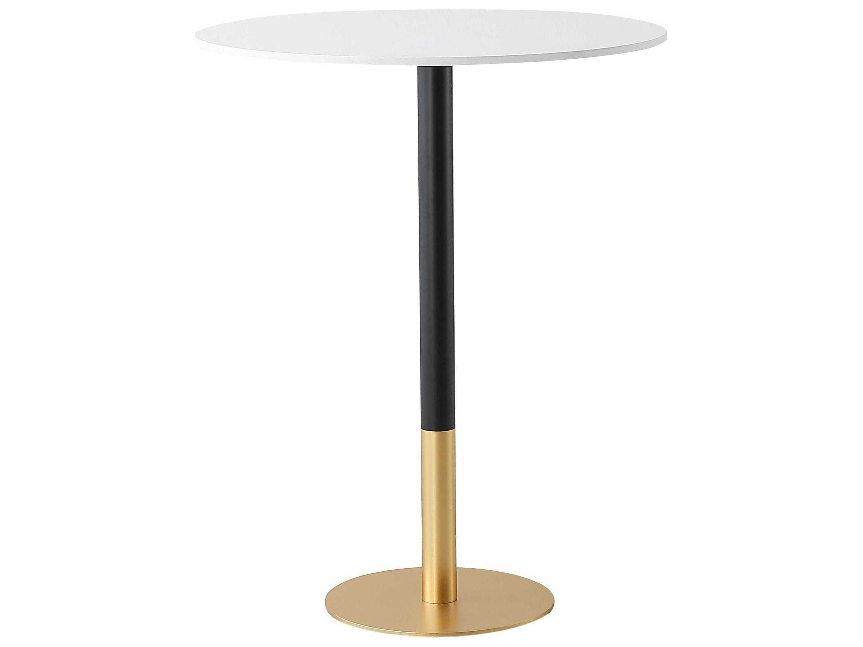 Elegant Lighting Ronan White Gold Round Faux Marble Bar Table