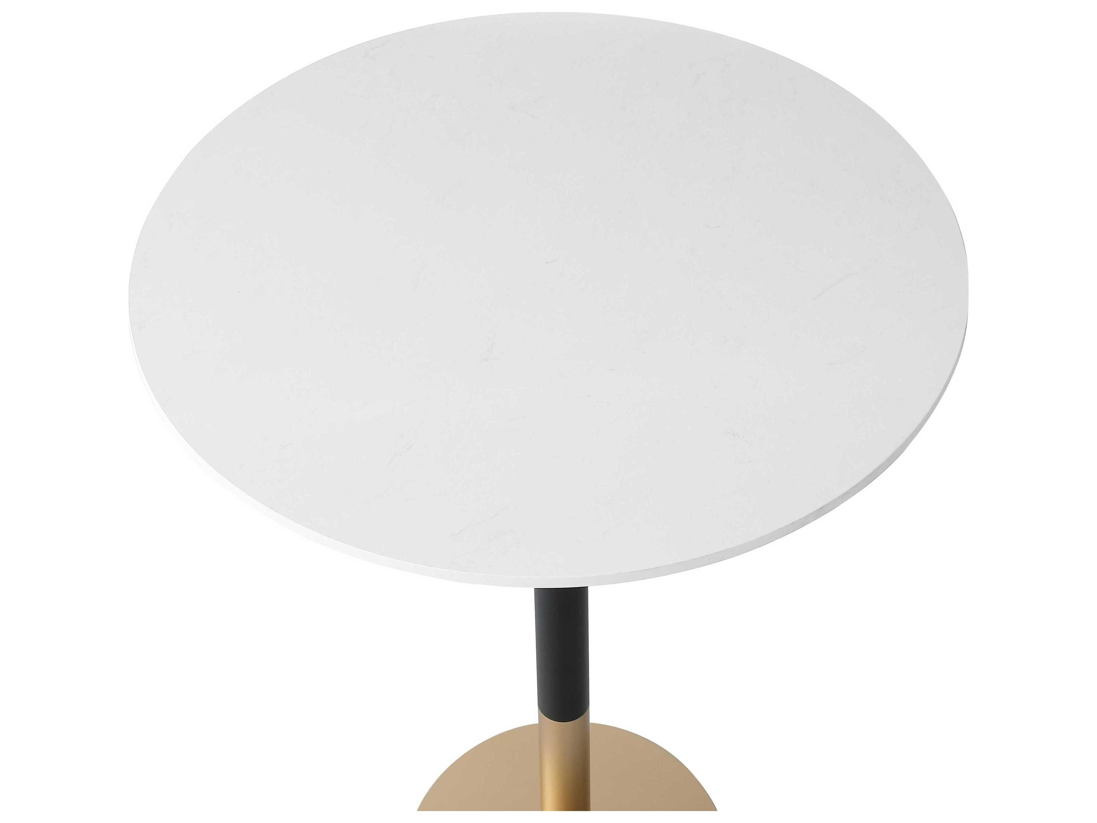 Elegant Lighting Ronan White Gold Round Faux Marble Bar Table