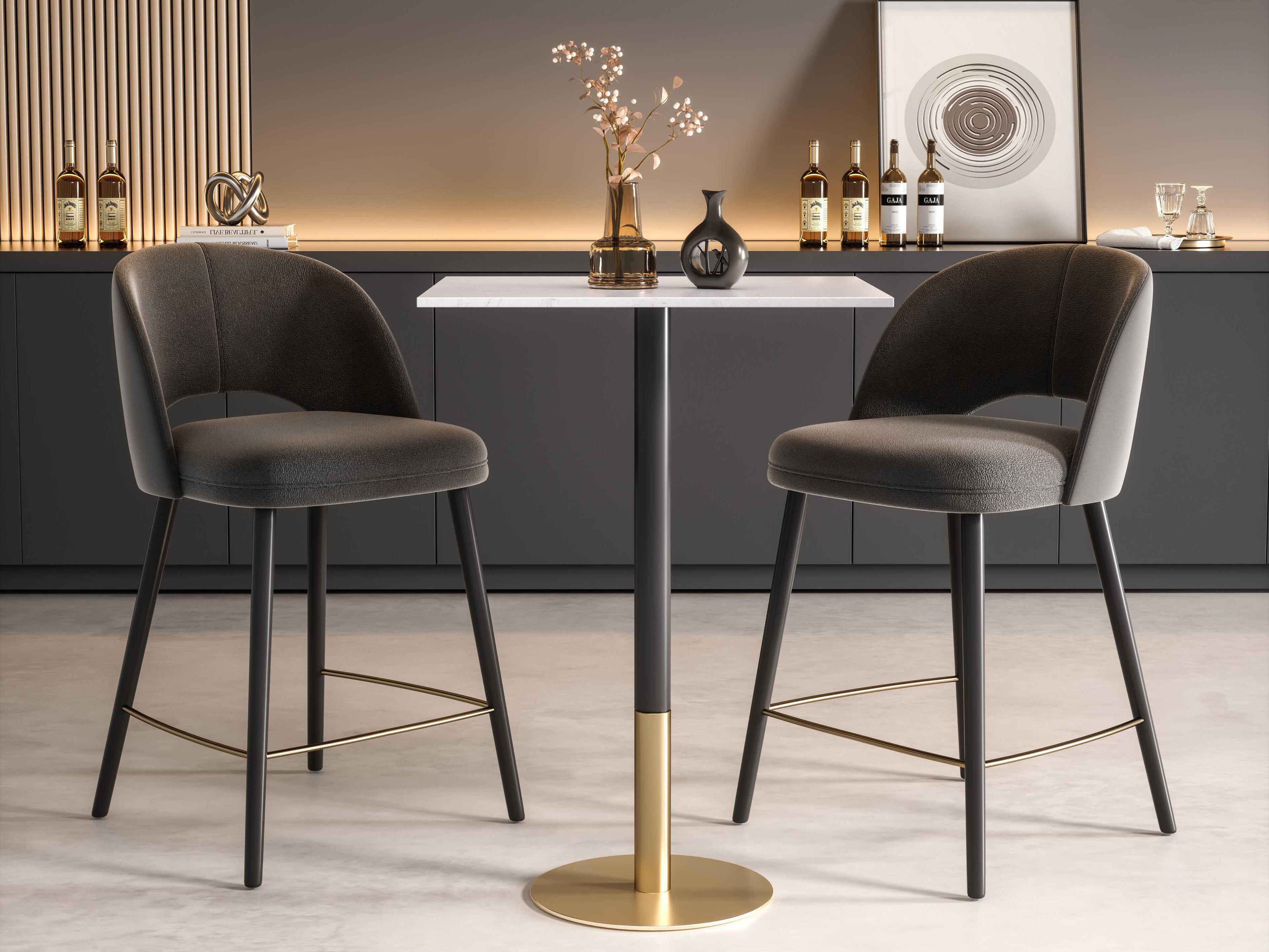 Elegant Lighting Ronan White Gold Rectangular Faux Marble Bar Table
