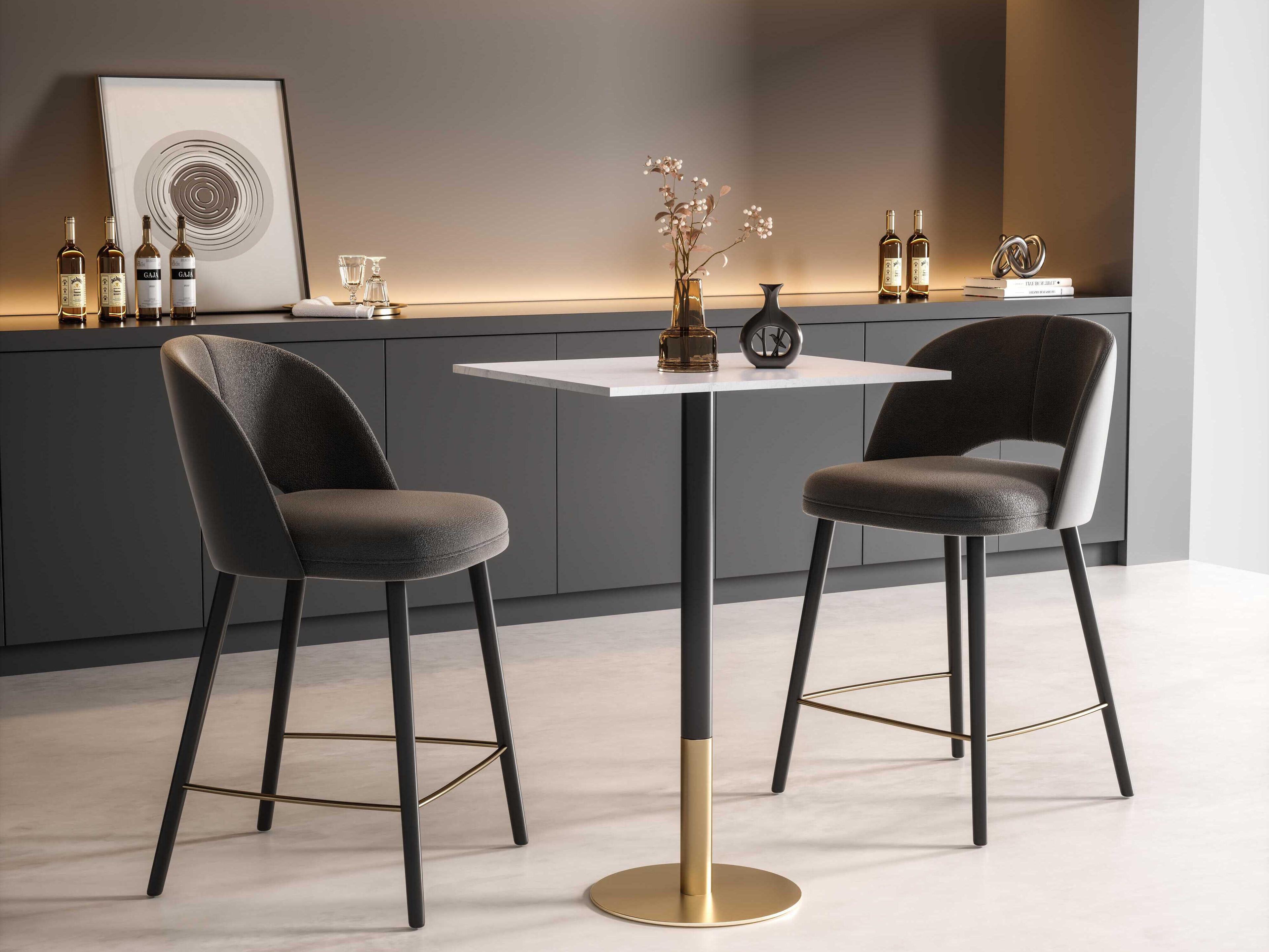 Elegant Lighting Ronan White Gold Rectangular Faux Marble Bar Table