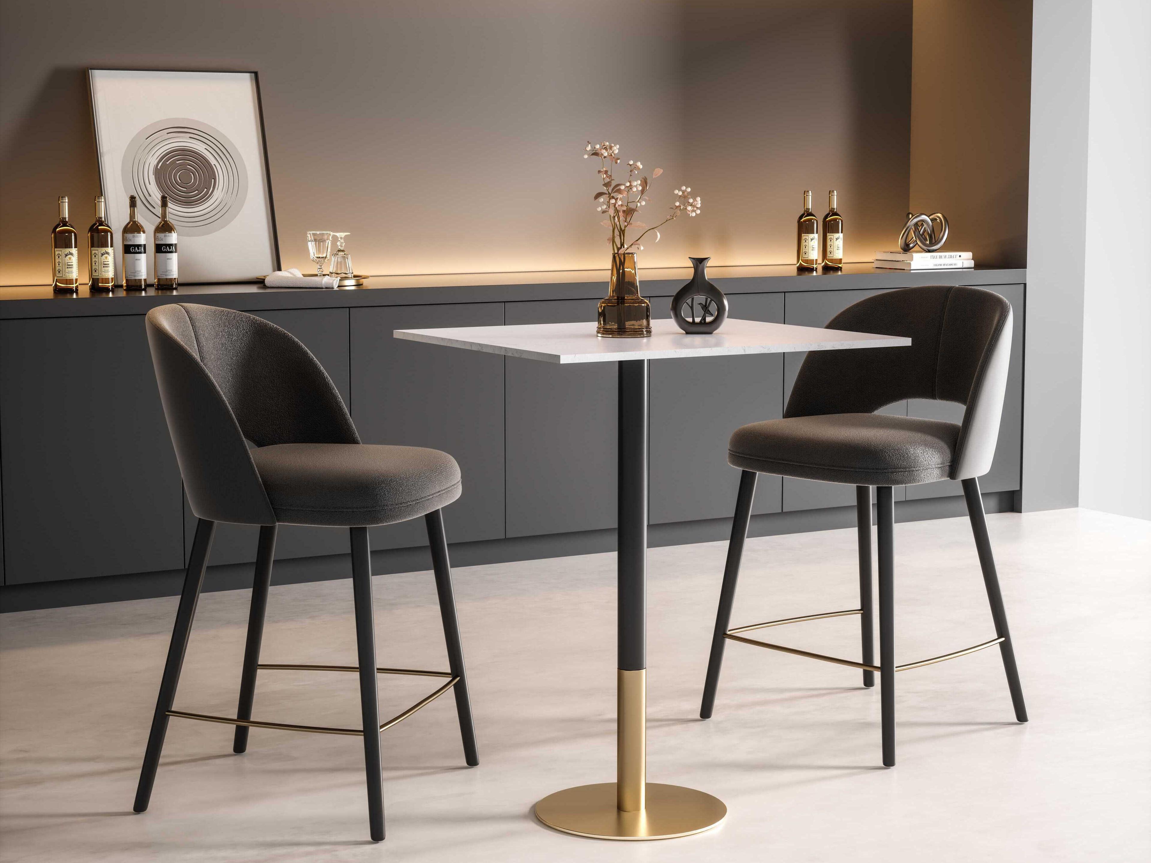 Elegant Lighting Ronan White Gold Rectangular Faux Marble Bar Table