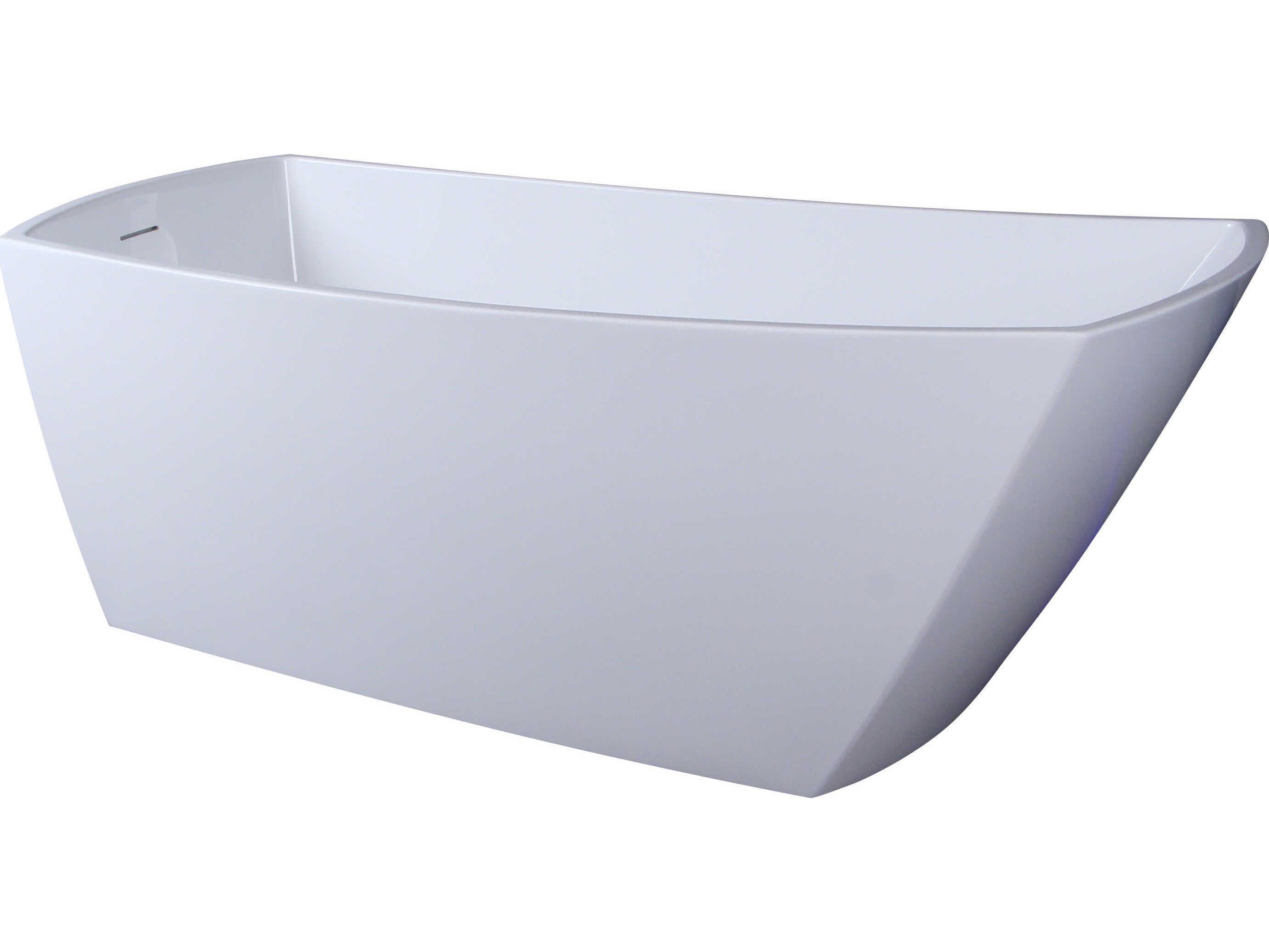 Elegant Lighting Brock 67" Glossy White Soaking Single Slipper Rectangular Bathtub