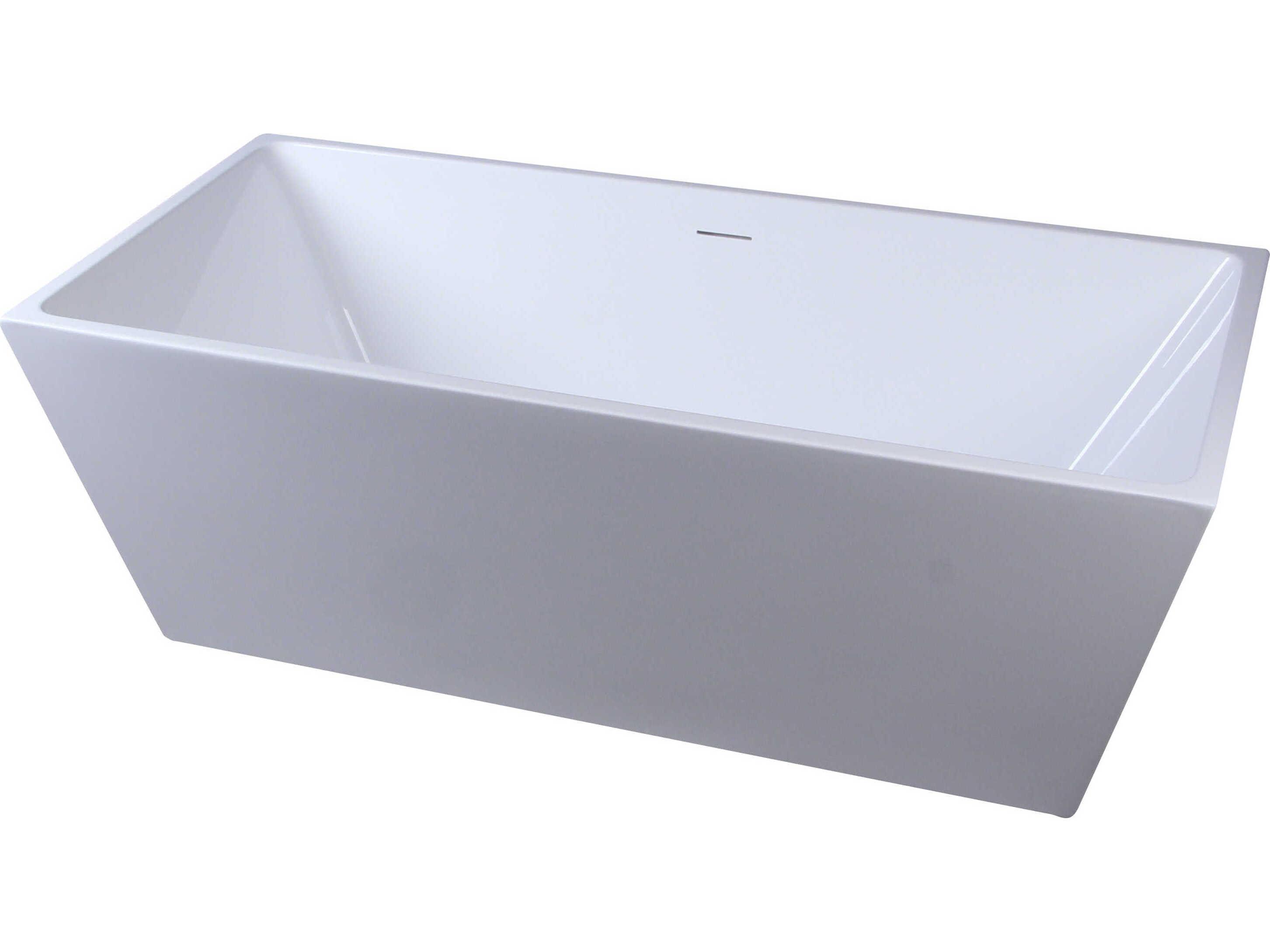 Elegant Lighting Turner 67" Glossy White Soaking Rectangular Bathtub