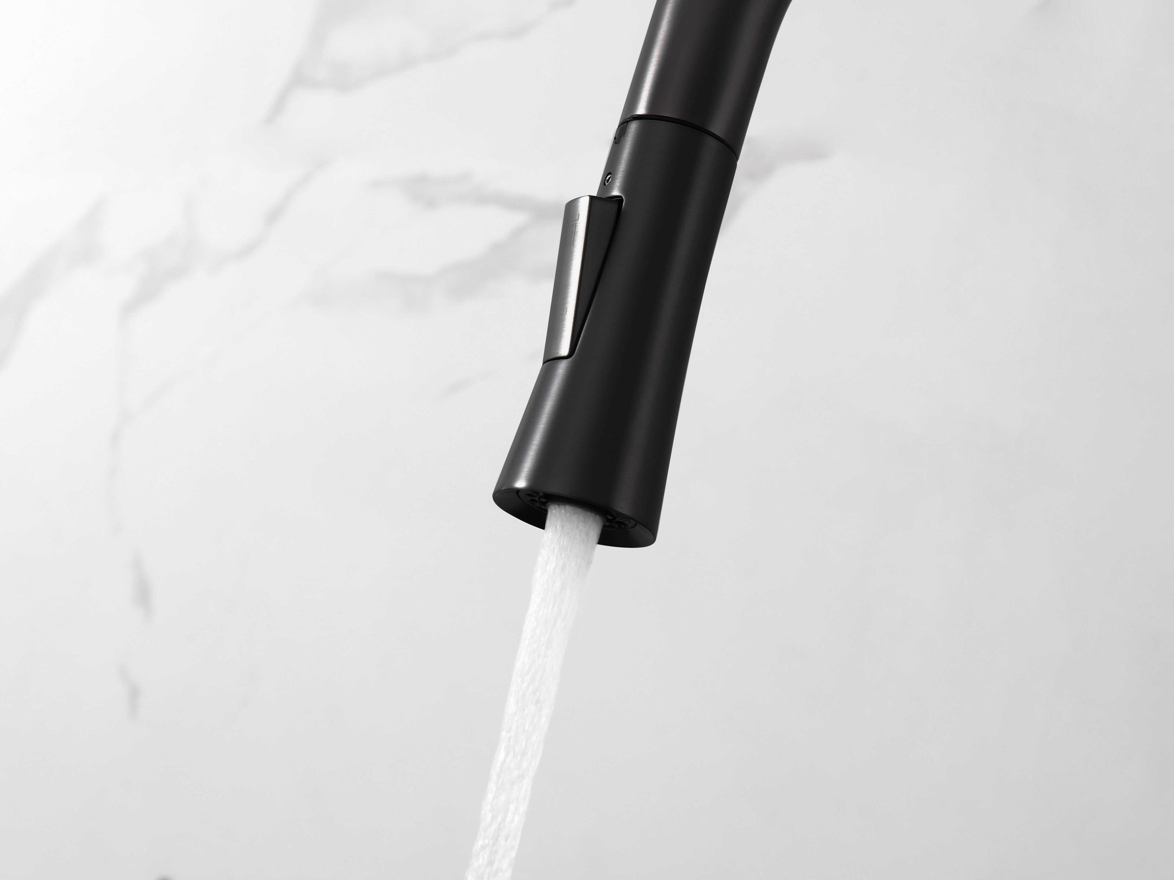 Elegant Lighting Lucas Matte Black Pull Down Sprayer Kitchen Faucet