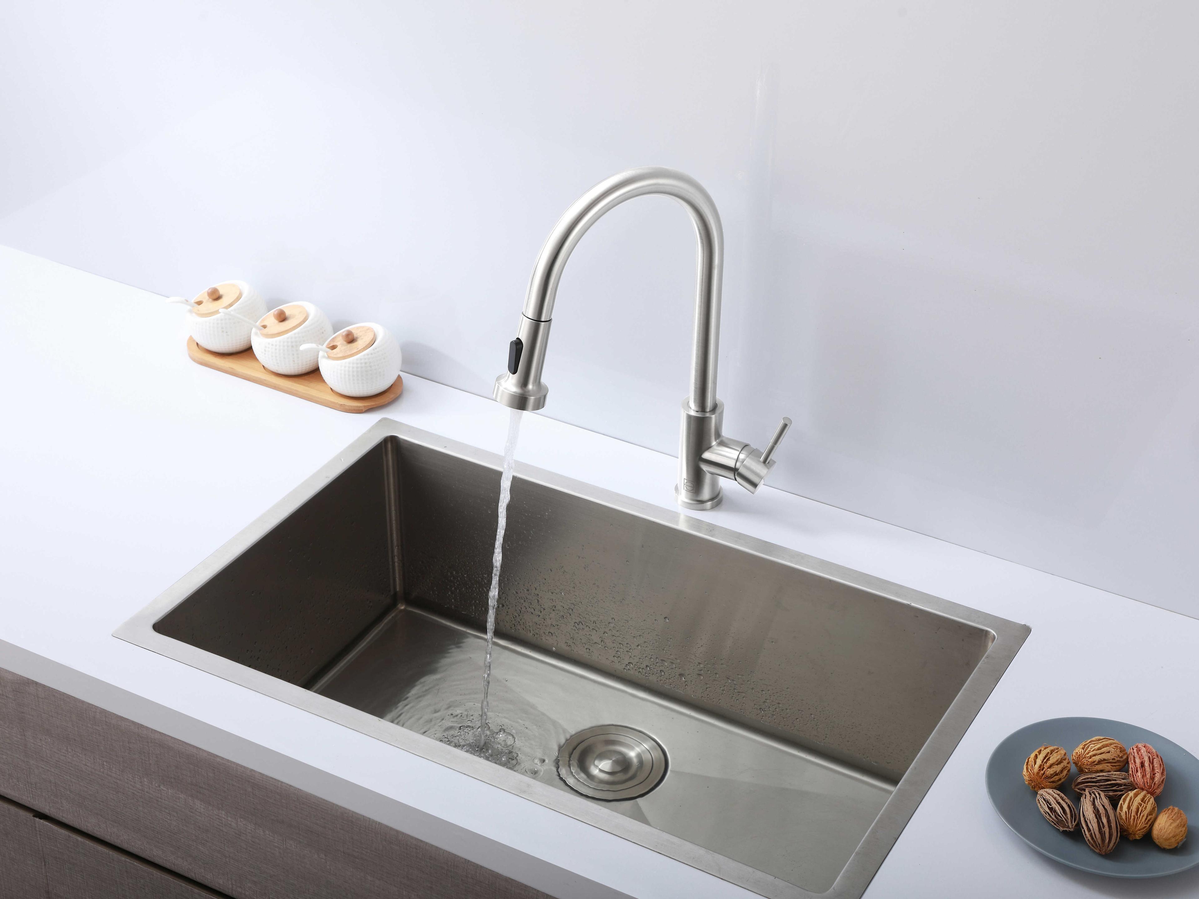 Elegant Lighting Sem Brushed Nickel Pull Down Sprayer Kitchen Faucet