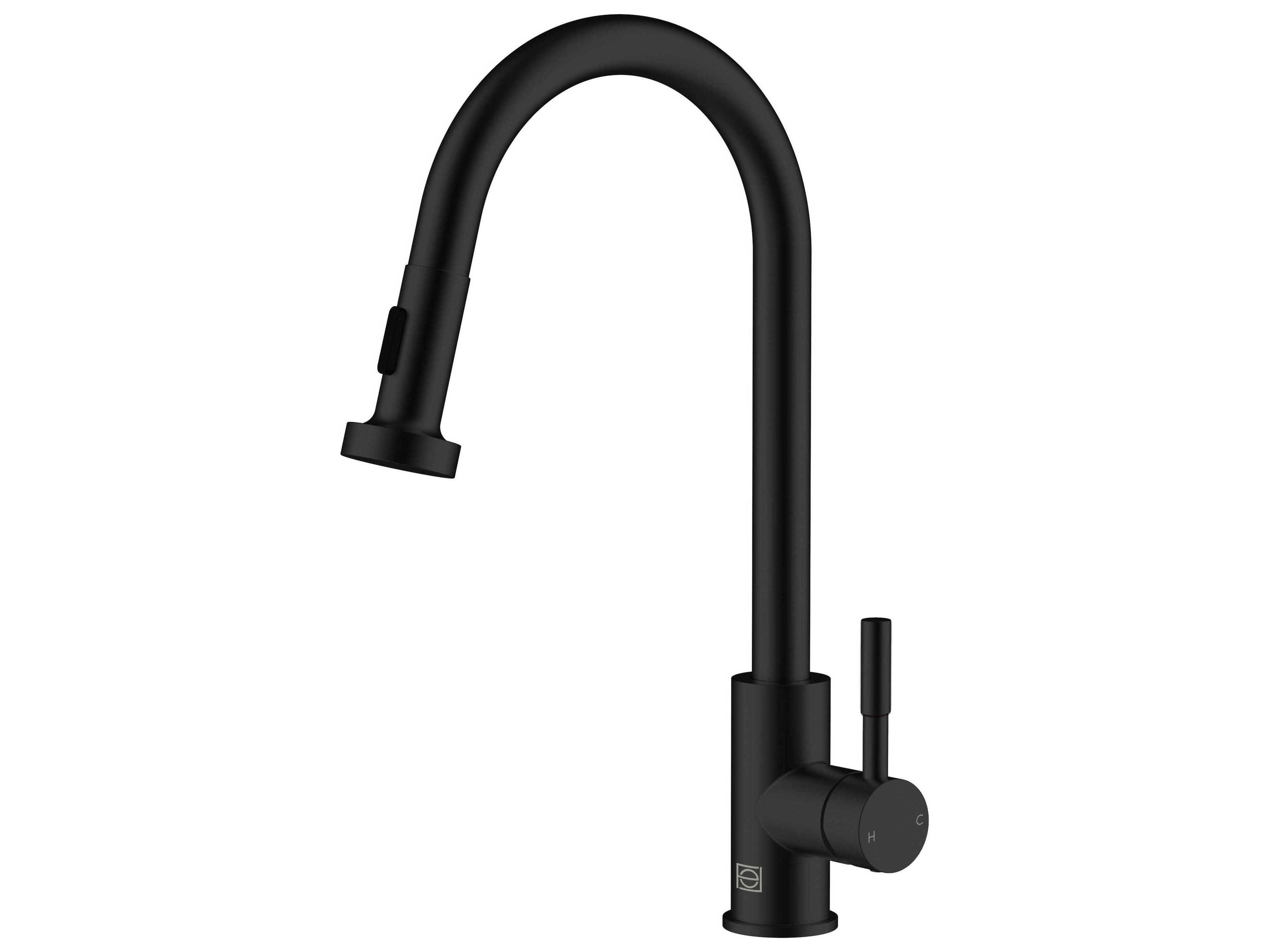 Elegant Lighting Sem Matte Black Pull Down Sprayer Kitchen Faucet