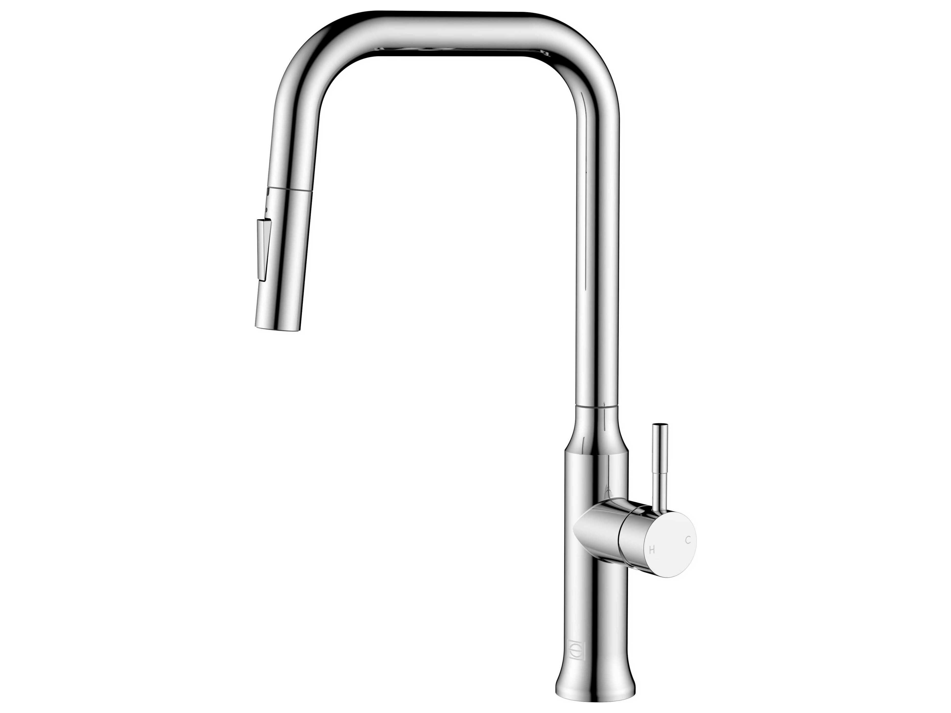 Elegant Lighting Noor Chrome Pull Down Sprayer Kitchen Faucet